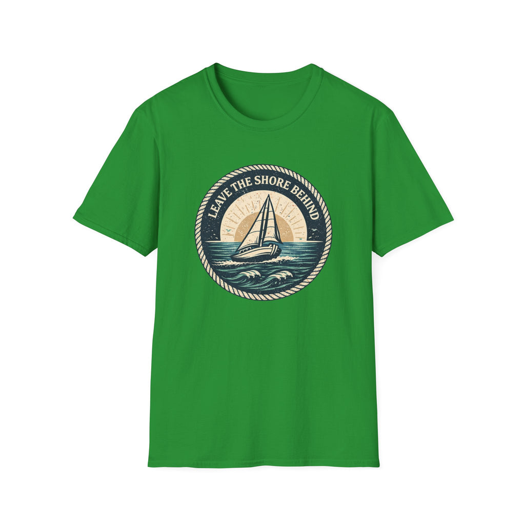 Sailboat Tee — "Leave the Shore Behind" Nautical Adventure T-Shirt