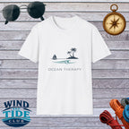 Ocean Therapy T-Shirt — Coastal Beach Palm Tree Sailboat Tee
