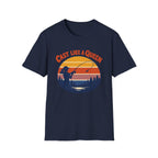 Cast Like a Queen Fishing T-Shirt — Retro Sunset Angler Top for Women