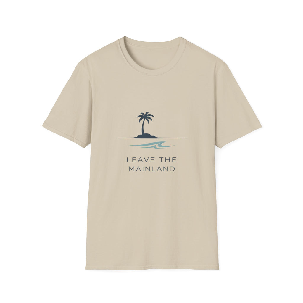 Beach T-Shirt — "Leave the Mainland" Palm Island Tee