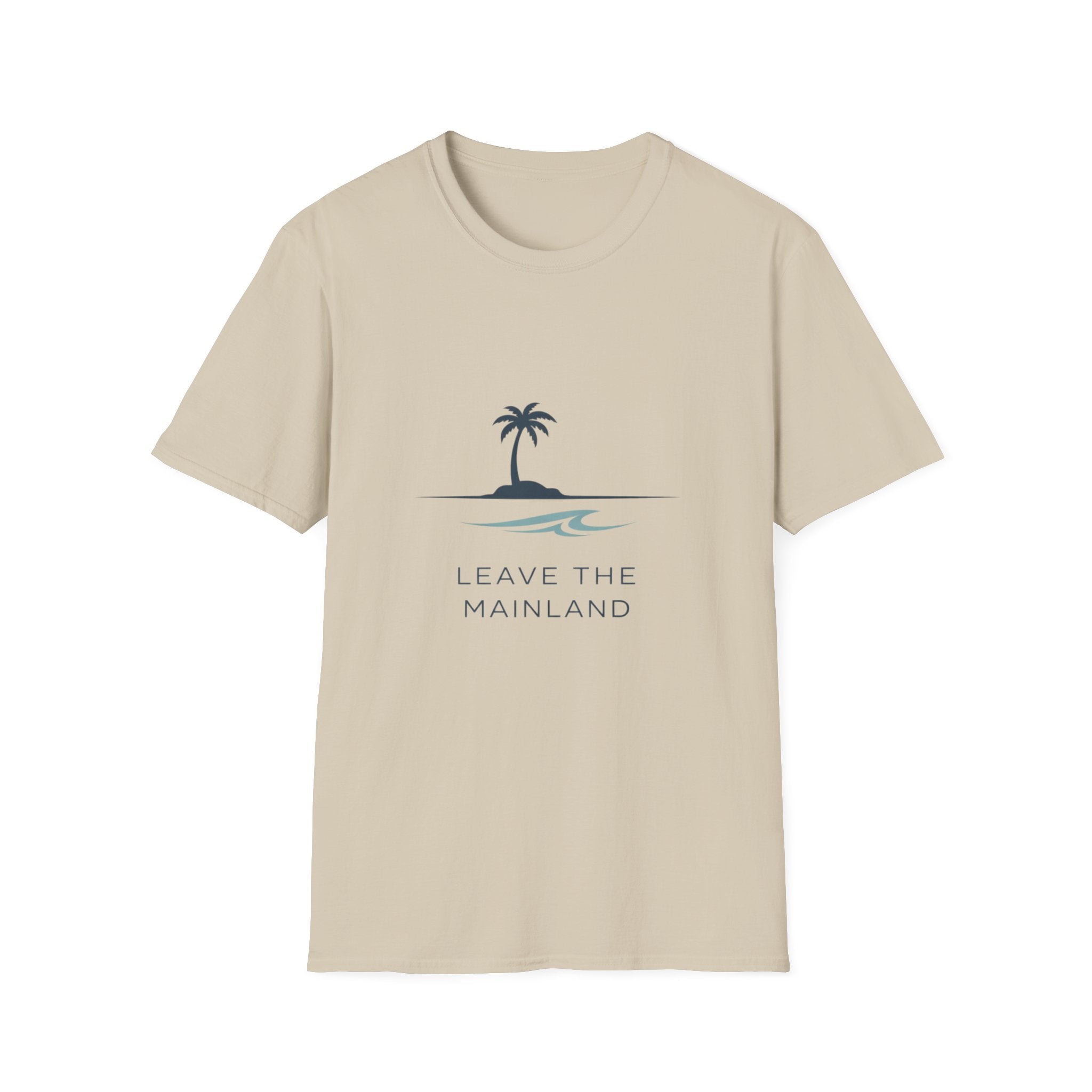 Beach T-Shirt — "Leave the Mainland" Palm Island Tee