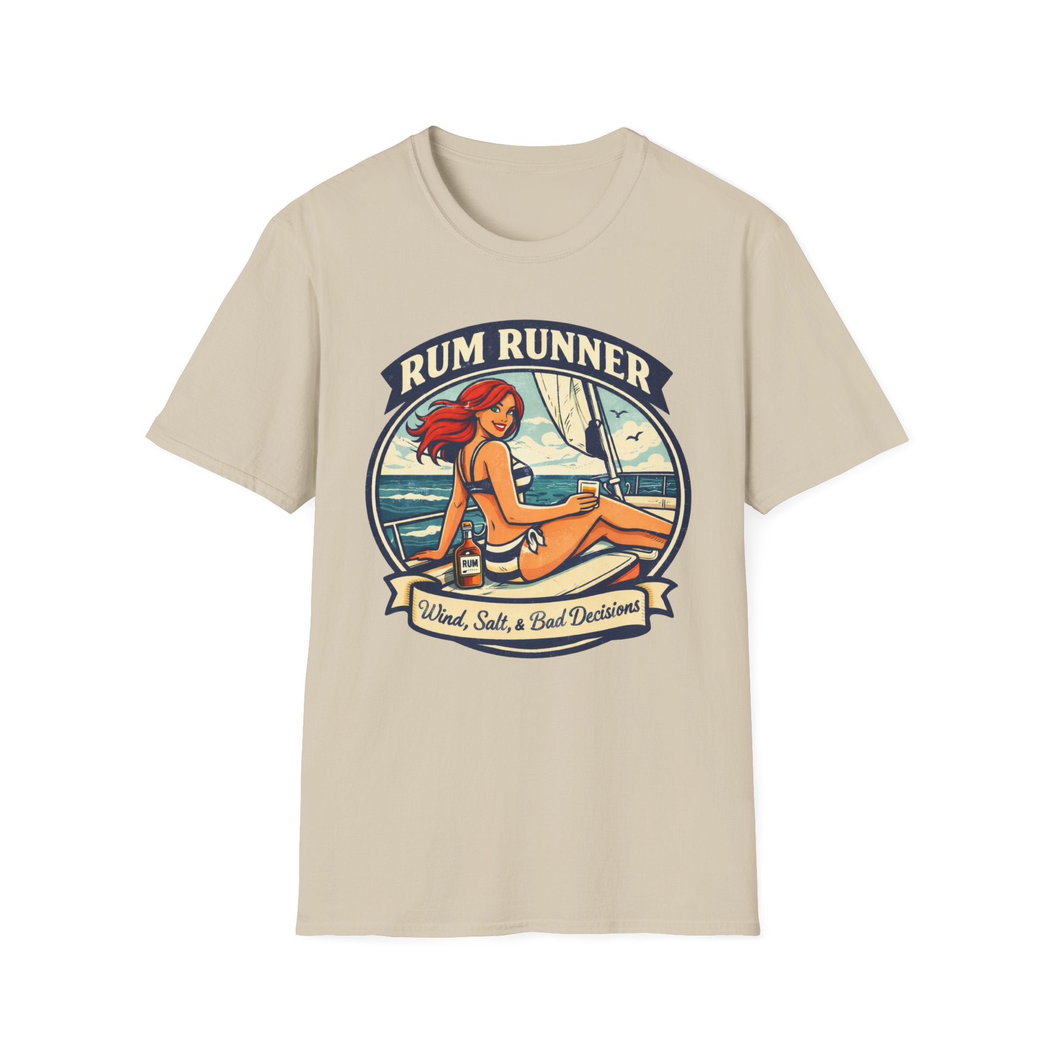 Rum Runner Beach T-Shirt — 'Rum Runner: Salt, Sun & Bad Decisions' Vintage Pinup Tee