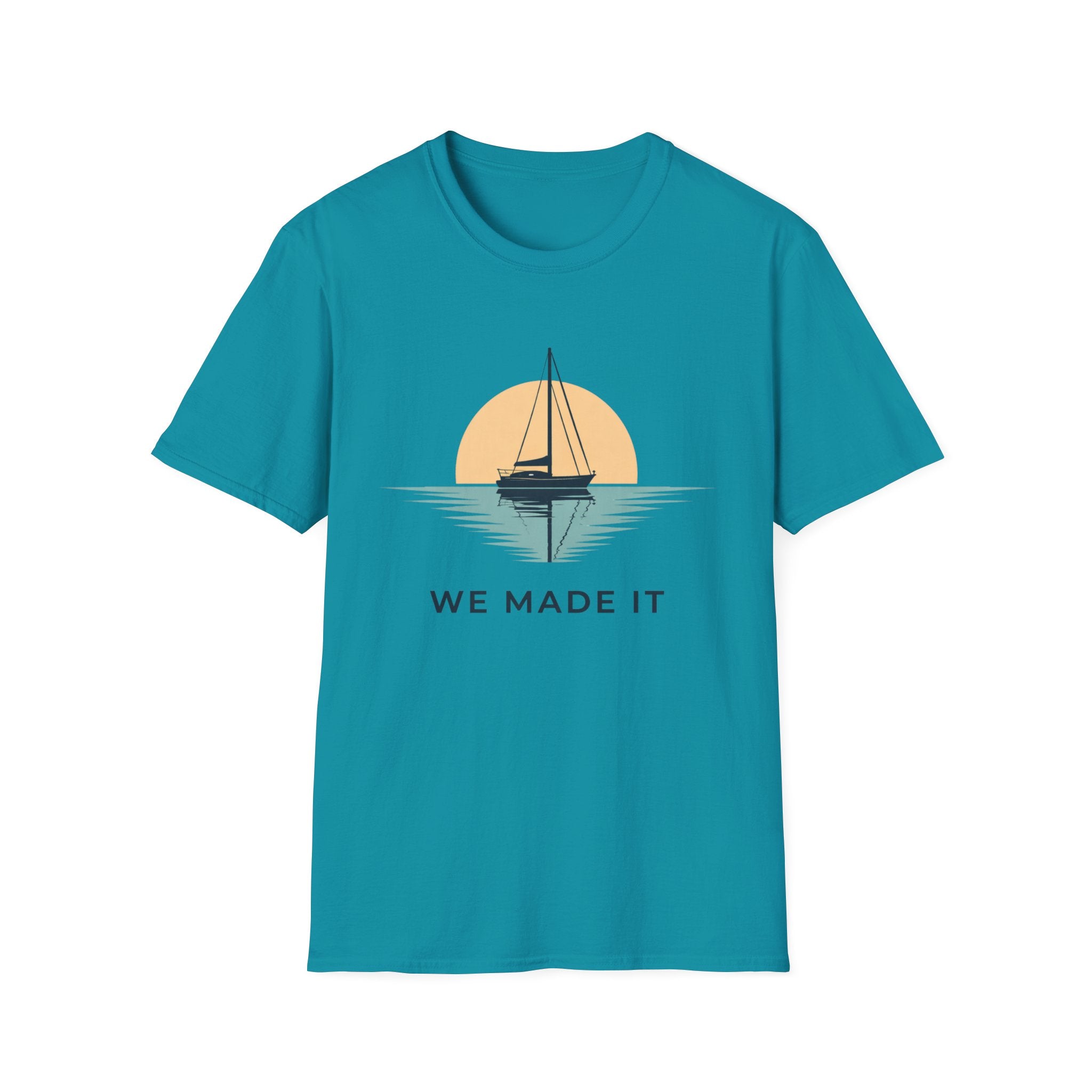Sailboat "We Made It" T-Shirt — Sunset Nautical Tee