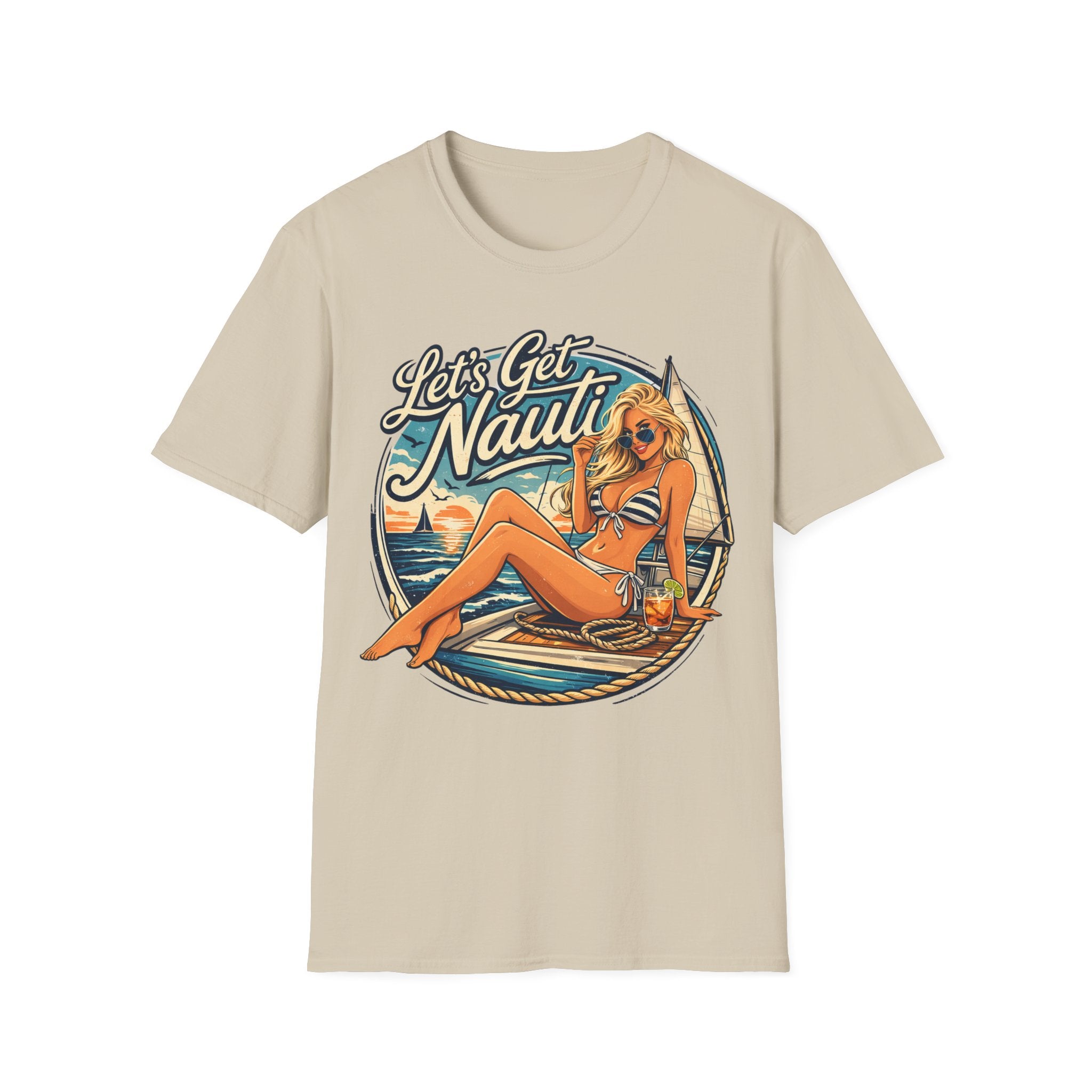 Let's Get Nautical T-Shirt – Retro Pinup Beach Sailing Graphic Tee
