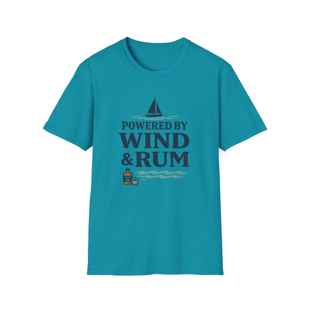Sailor T-Shirt — "Powered by Wind & Rum" Nautical Sailing Tee