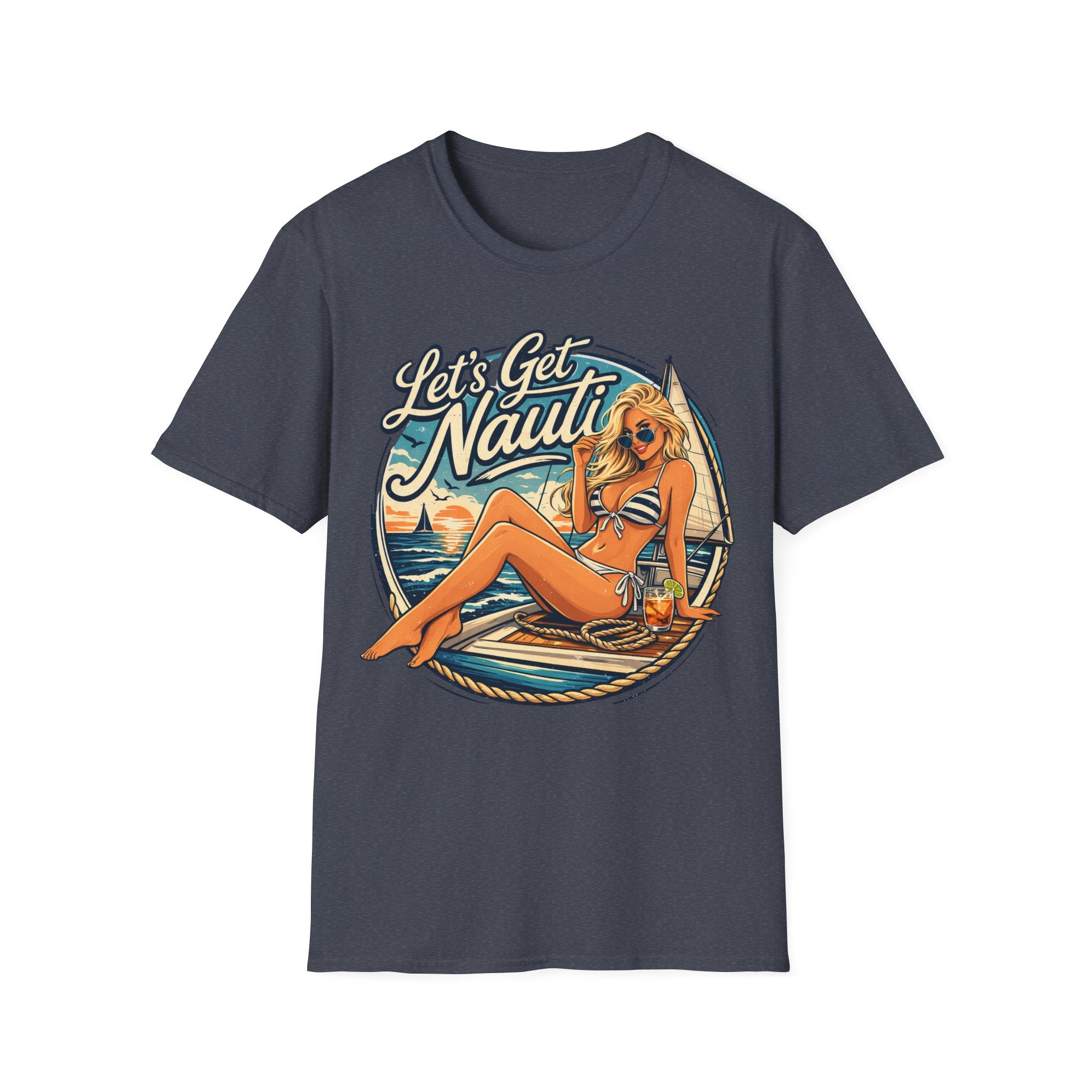 Let's Get Nautical T-Shirt – Retro Pinup Beach Sailing Graphic Tee