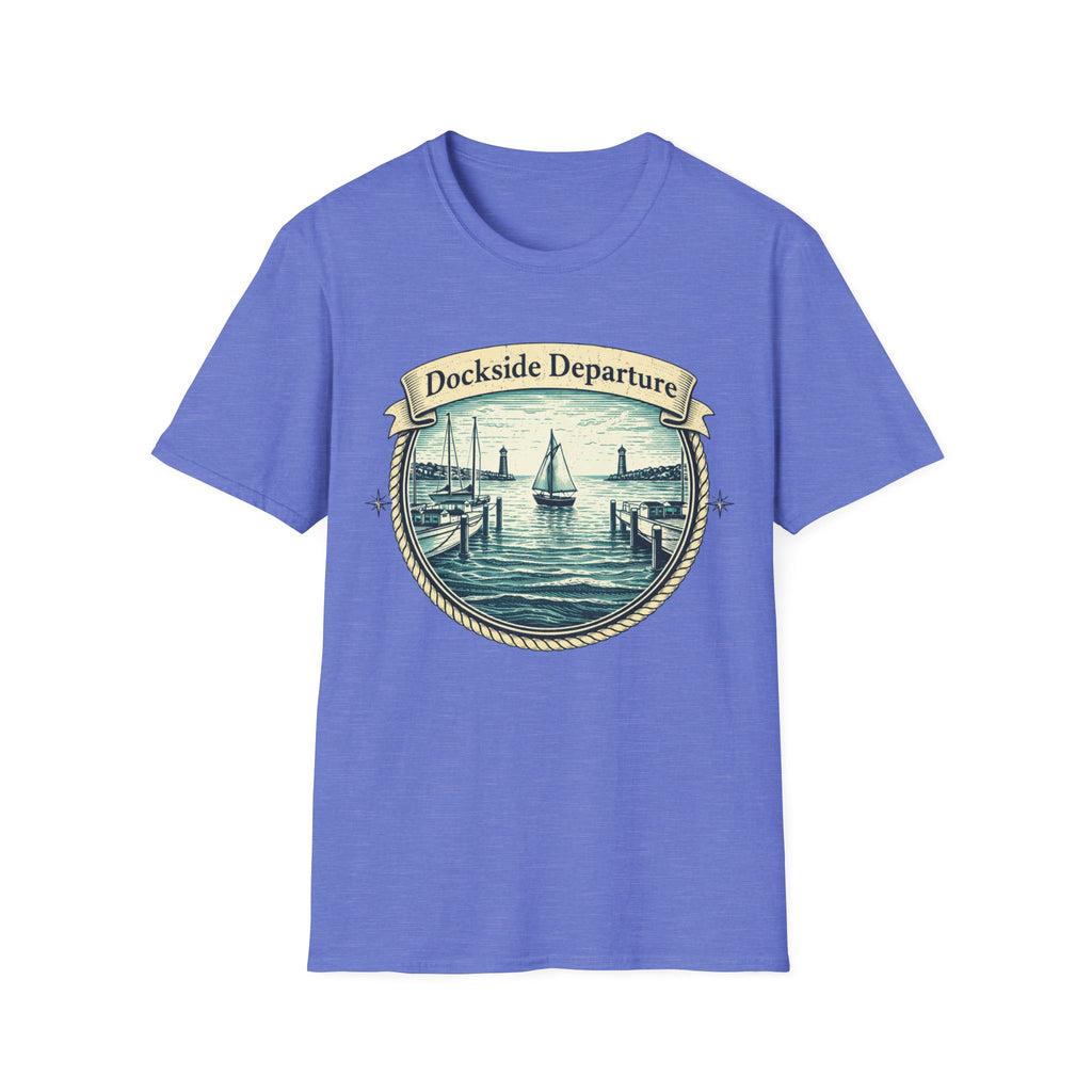 Dockside Departure Nautical T-Shirt — Vintage Sailboat Harbor Tee