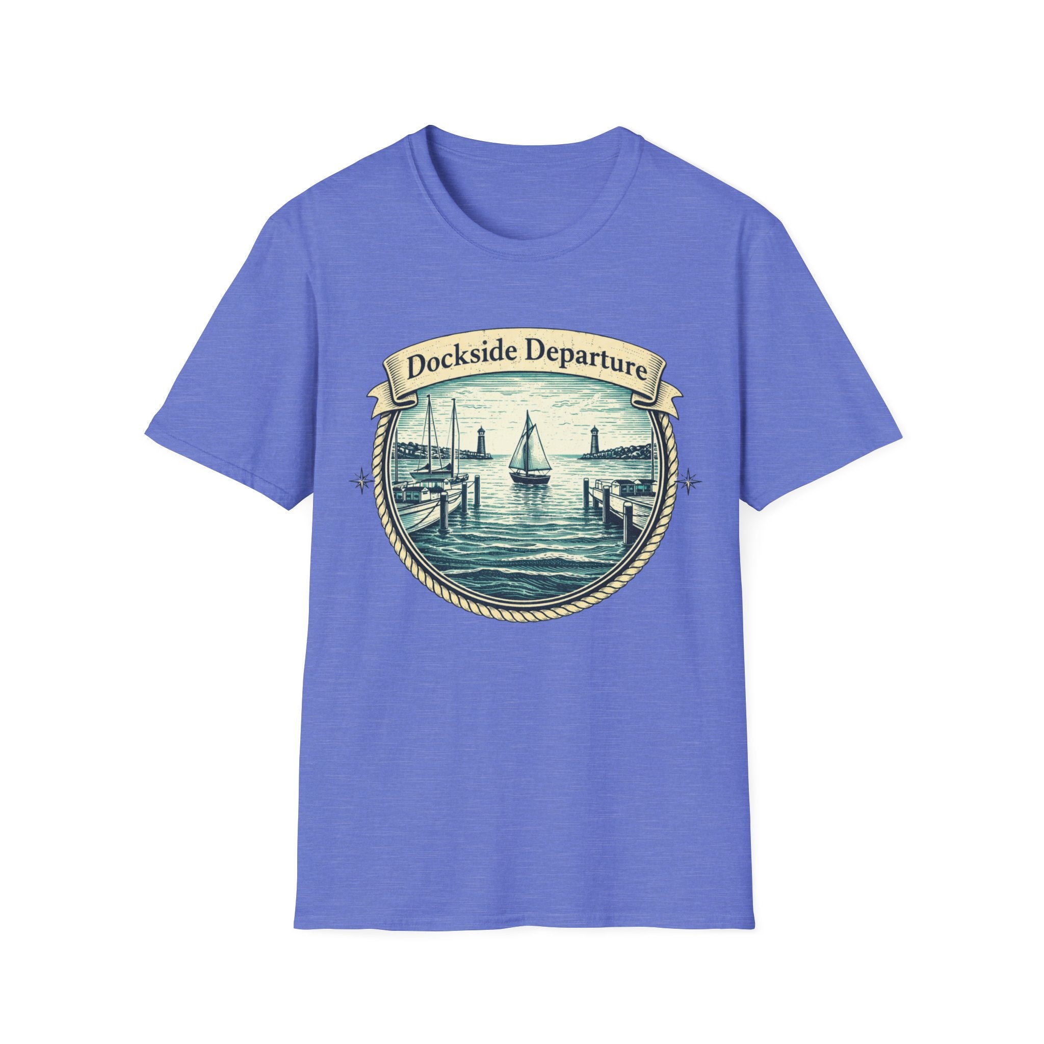 Dockside Departure Nautical T-Shirt — Vintage Sailboat Harbor Tee