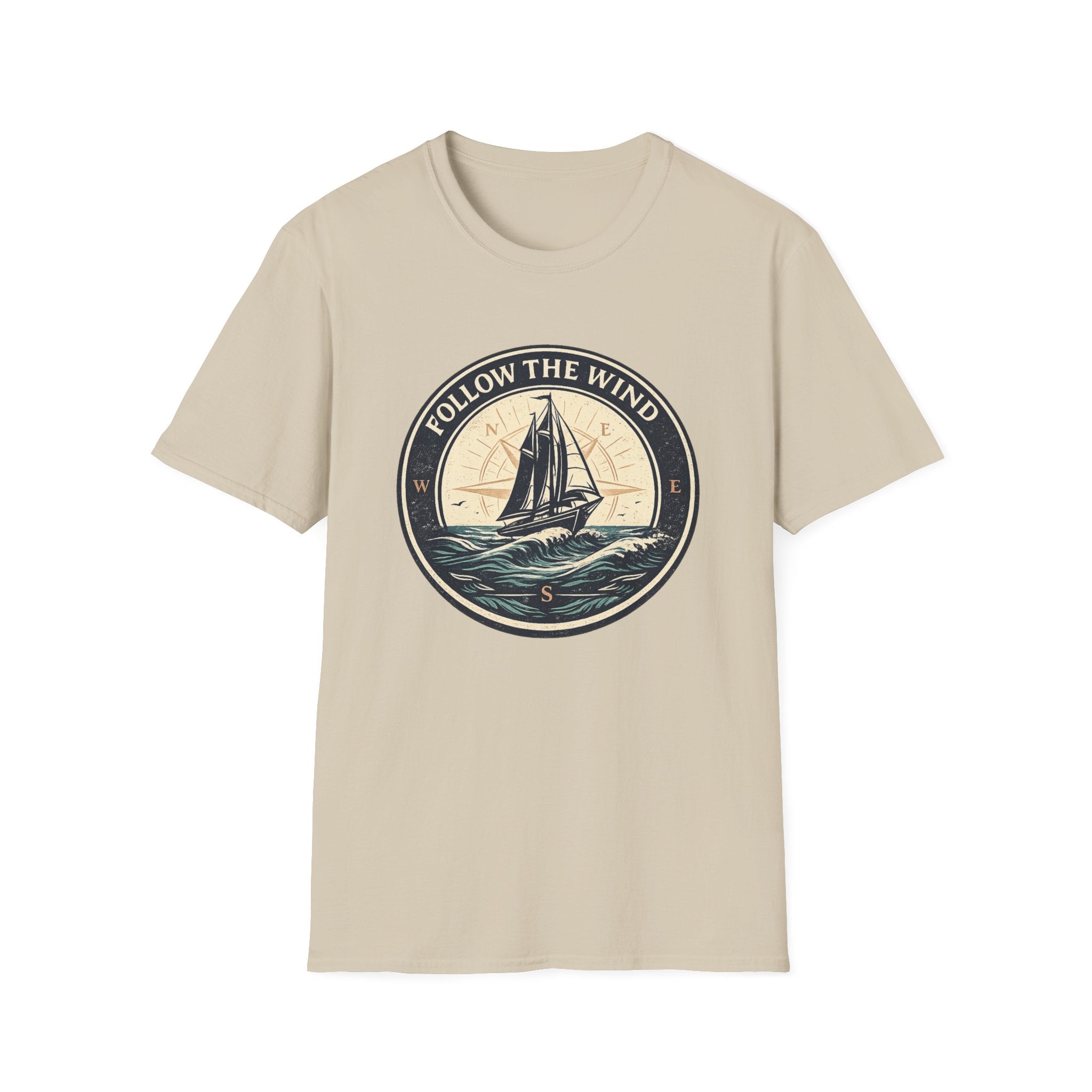 Nautical 'Follow the Wind' Sailboat T-Shirt – Vintage Ocean Crew Tee