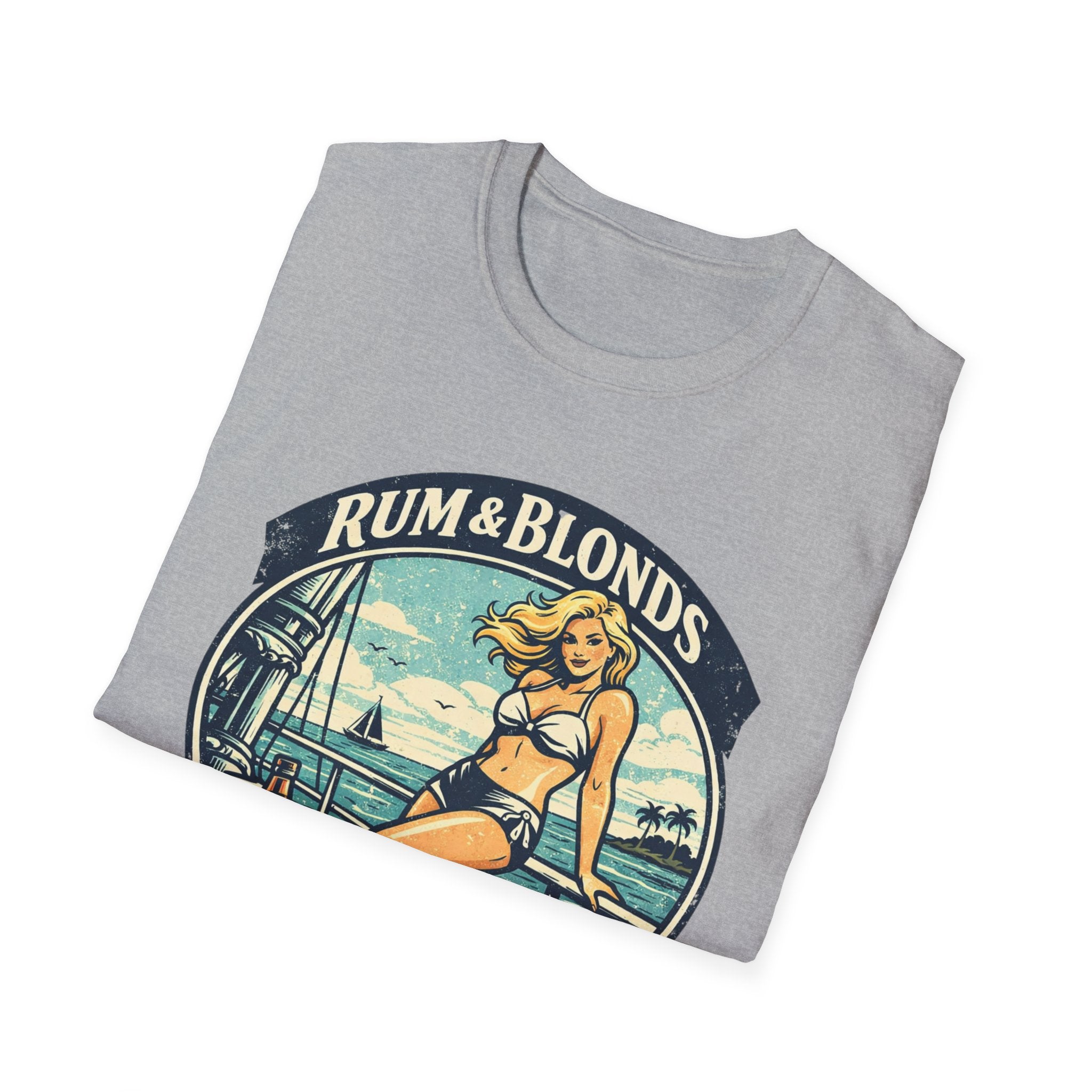 Rum & Blonds Vintage Pinup T-Shirt — 'Good Decisions Not Included' Beach Tee
