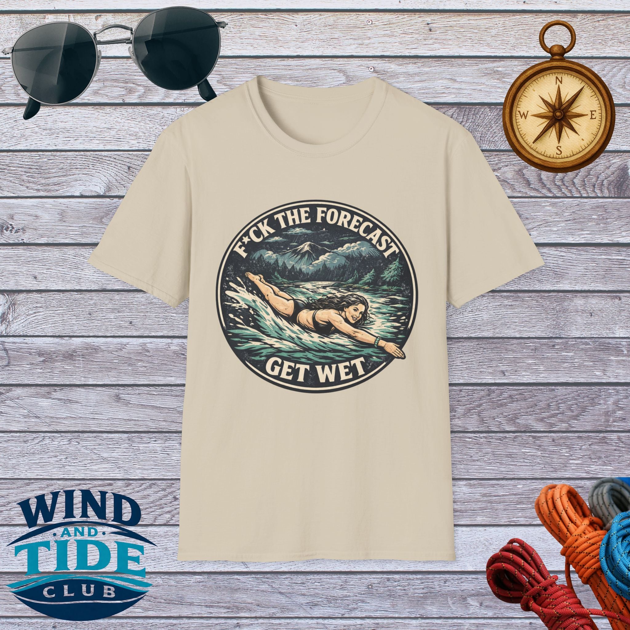 T-Shirt — "F*ck the Forecast, Get Wet" Vintage Swimmer Tee