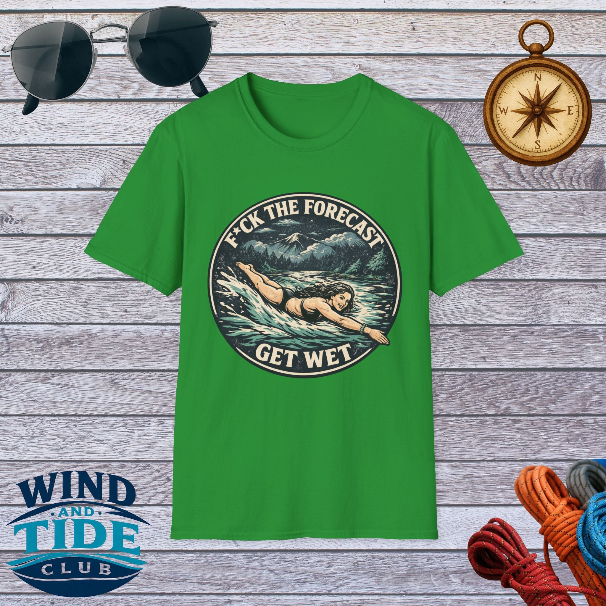T-Shirt — "F*ck the Forecast, Get Wet" Vintage Swimmer Tee