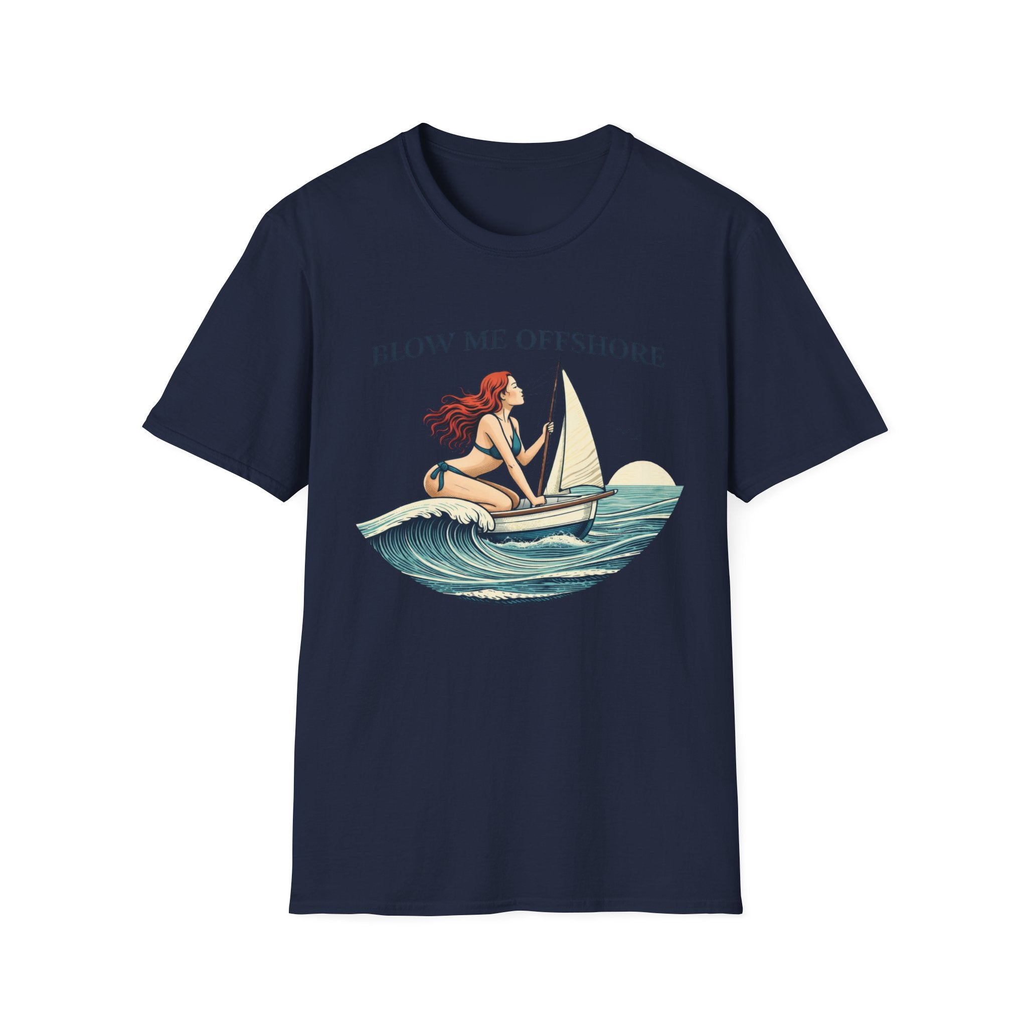 Blow Me Offshore Sailboat Tee — Vintage Pinup Sailing T-Shirt