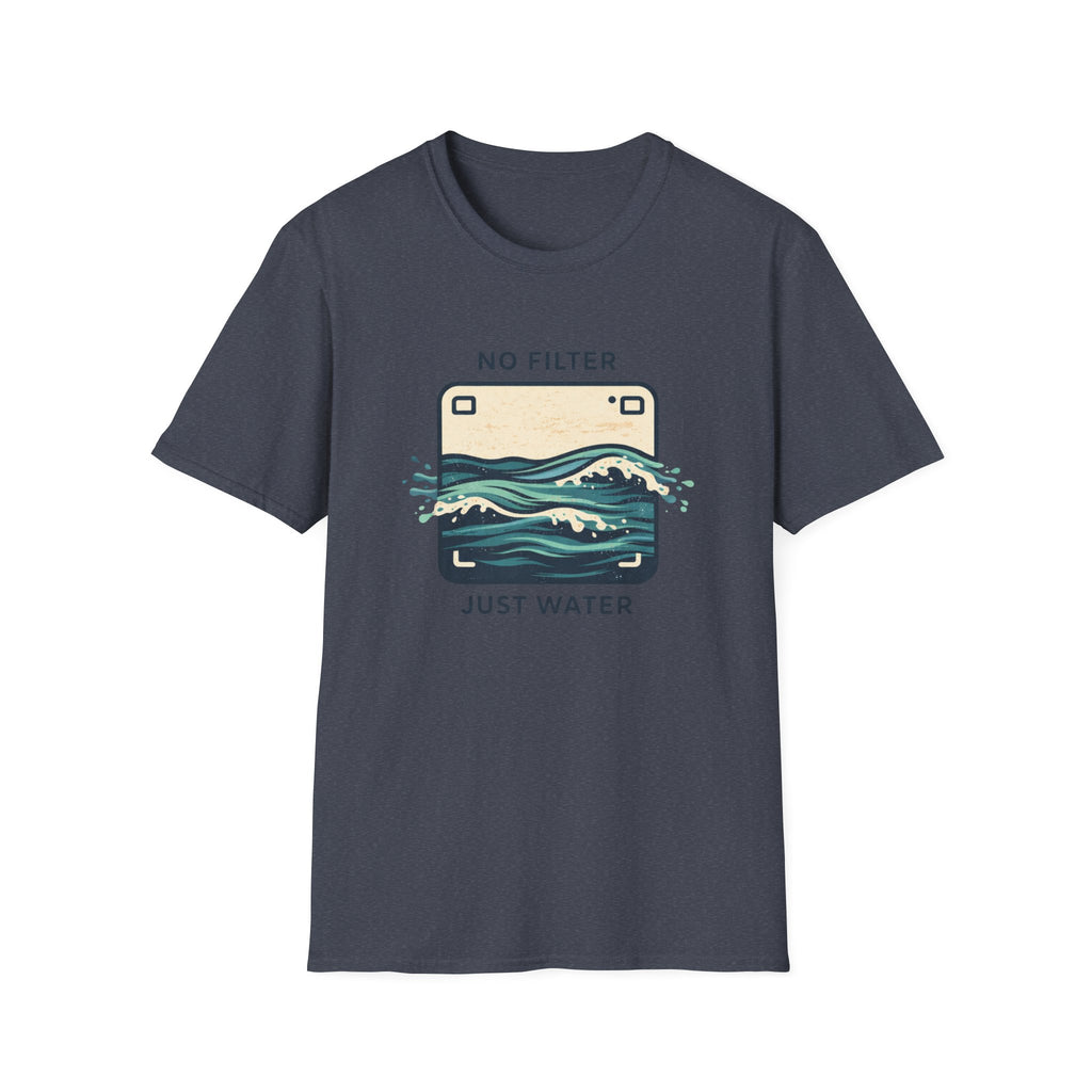 T-Shirt — "No Filter Just Water" Ocean Wave Camera Graphic
