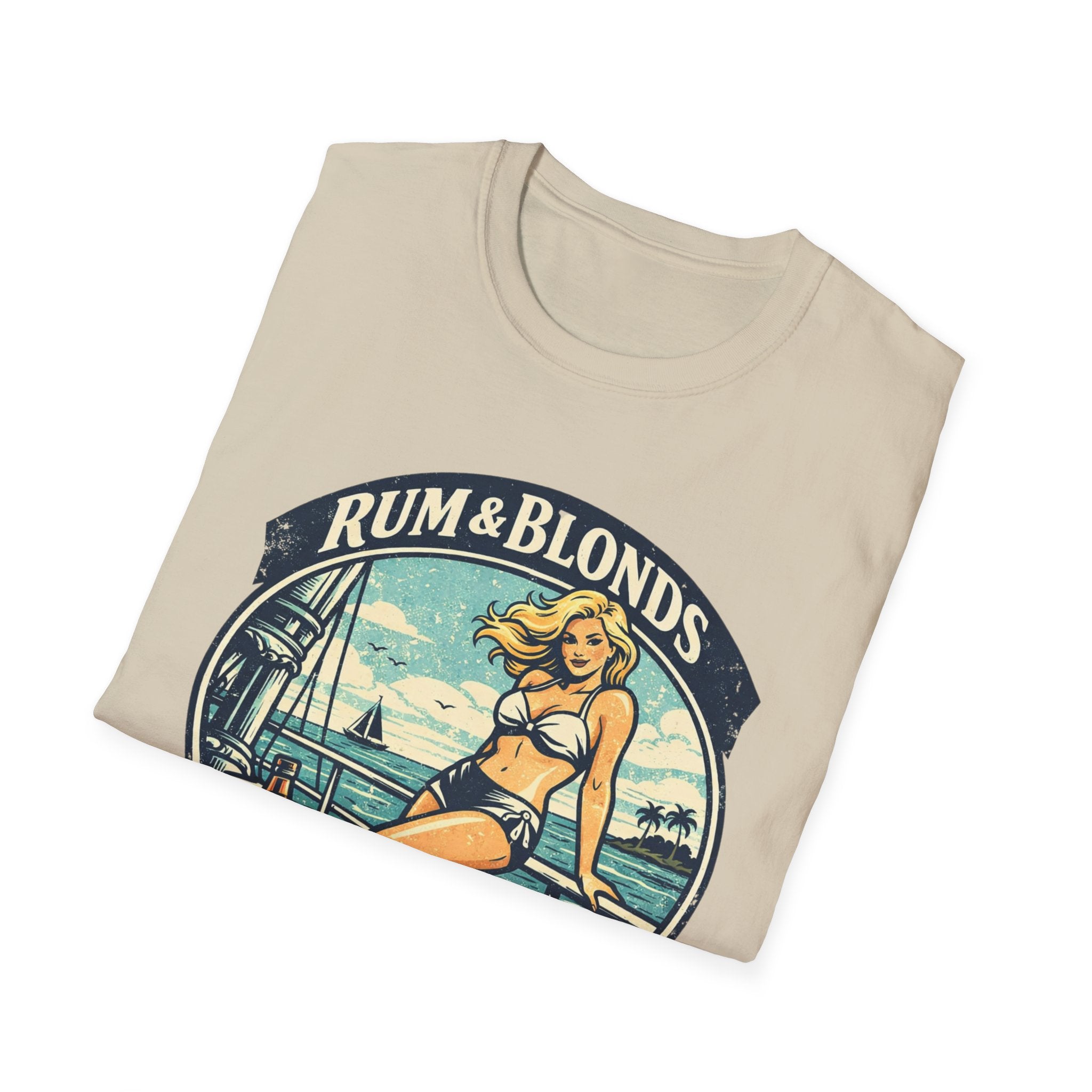 Rum & Blonds Vintage Pinup T-Shirt — 'Good Decisions Not Included' Beach Tee