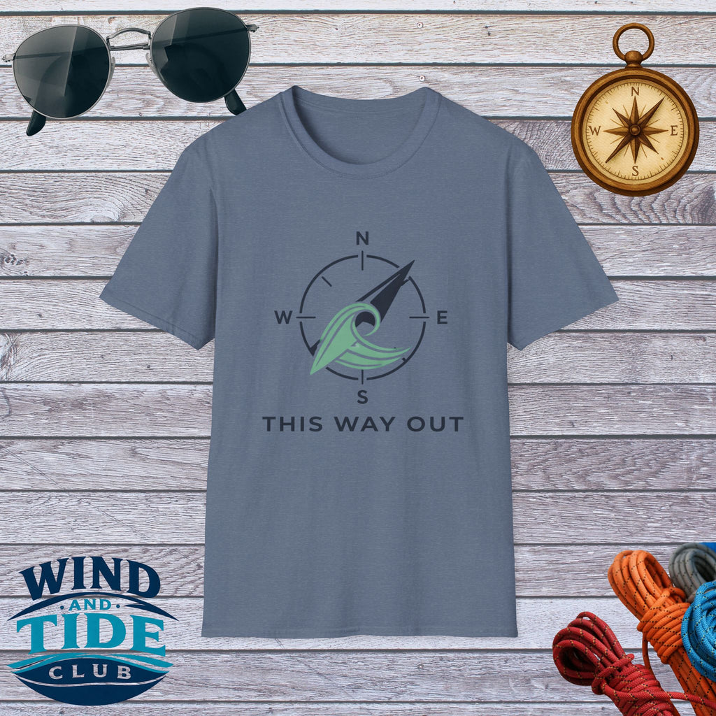 Compass Wave T-Shirt – “This Way Out” Adventure Tee