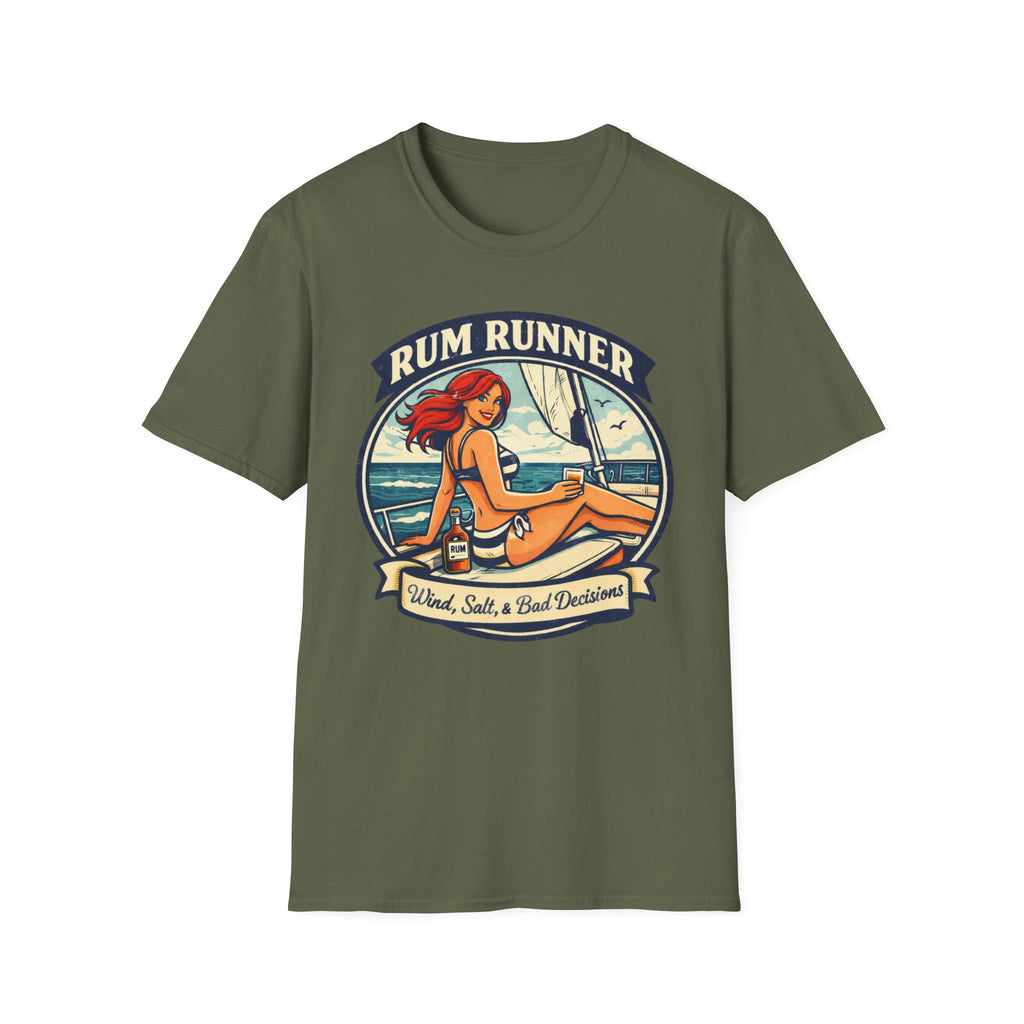 Rum Runner Beach T-Shirt — 'Rum Runner: Salt, Sun & Bad Decisions' Vintage Pinup Tee