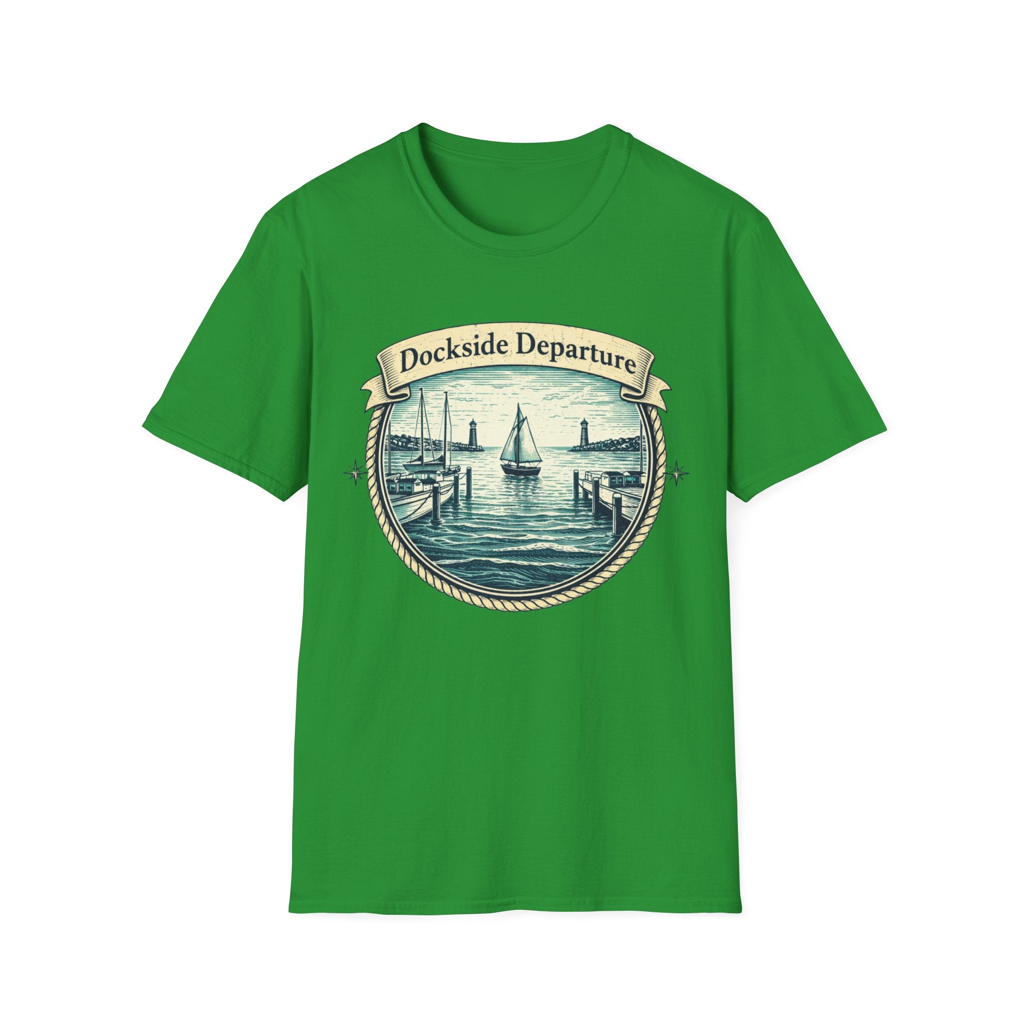 Dockside Departure Nautical T-Shirt — Vintage Sailboat Harbor Tee