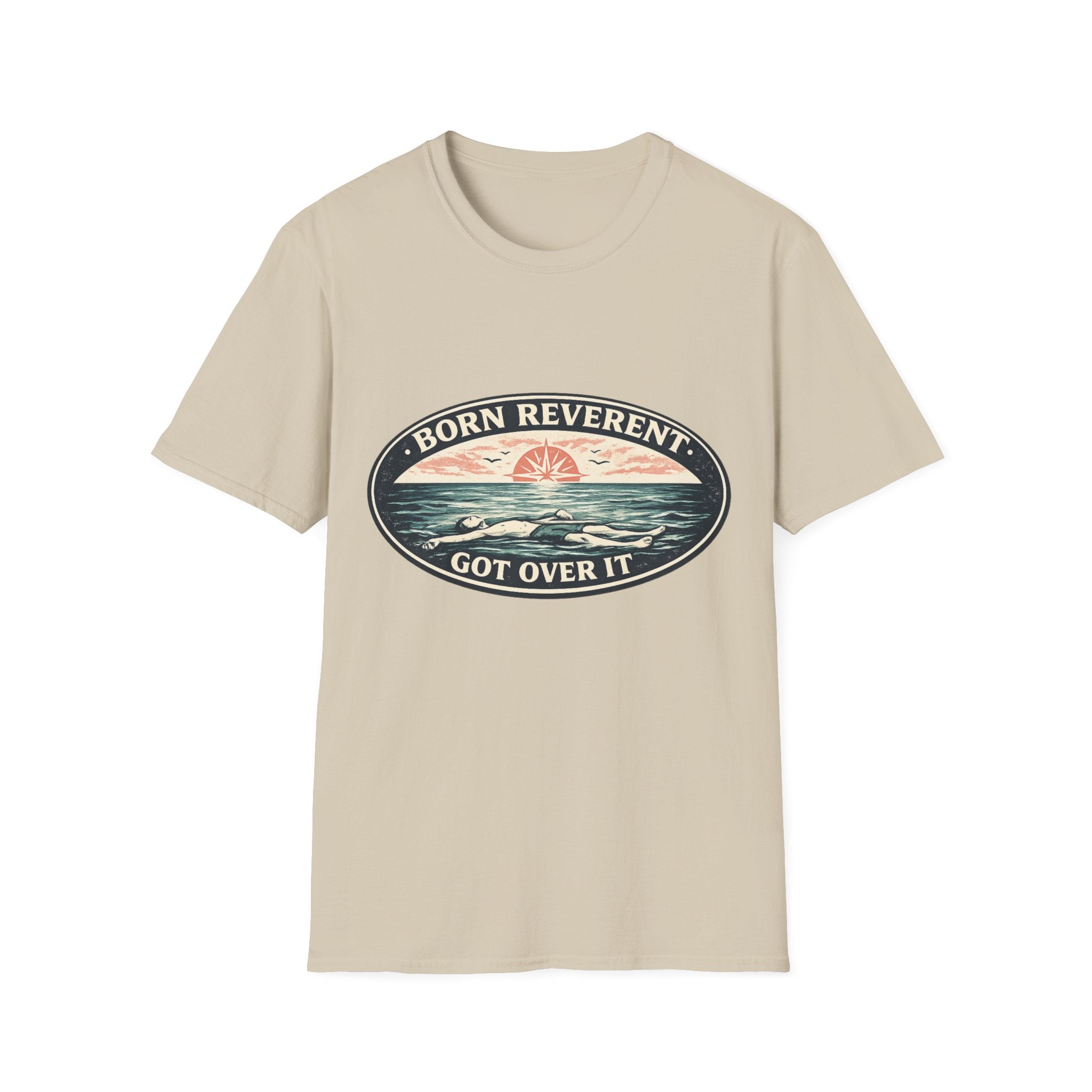 Born Reverent Ocean T-Shirt — "Got Over It" Retro Sunrise Graphic