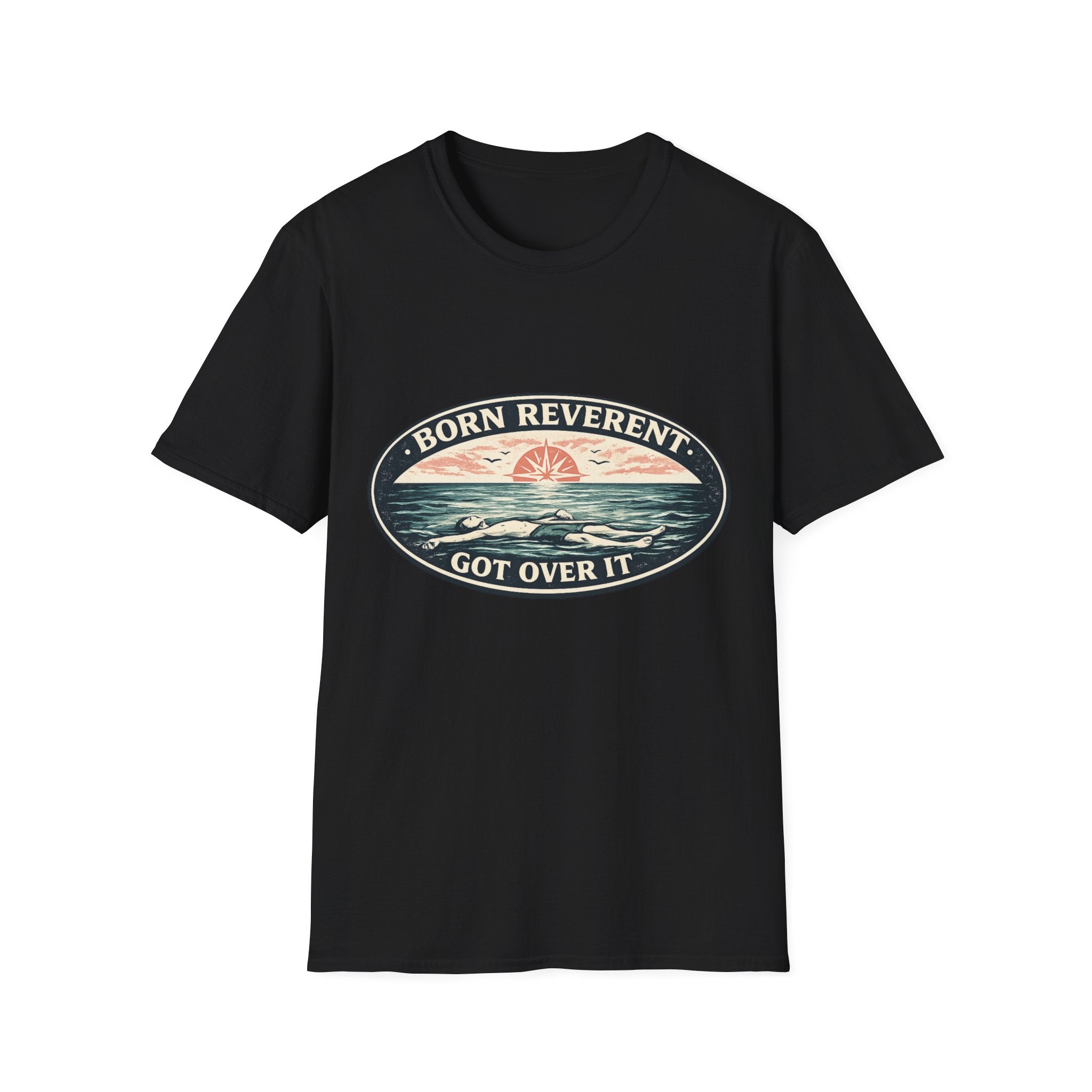 Born Reverent Ocean T-Shirt — "Got Over It" Retro Sunrise Graphic