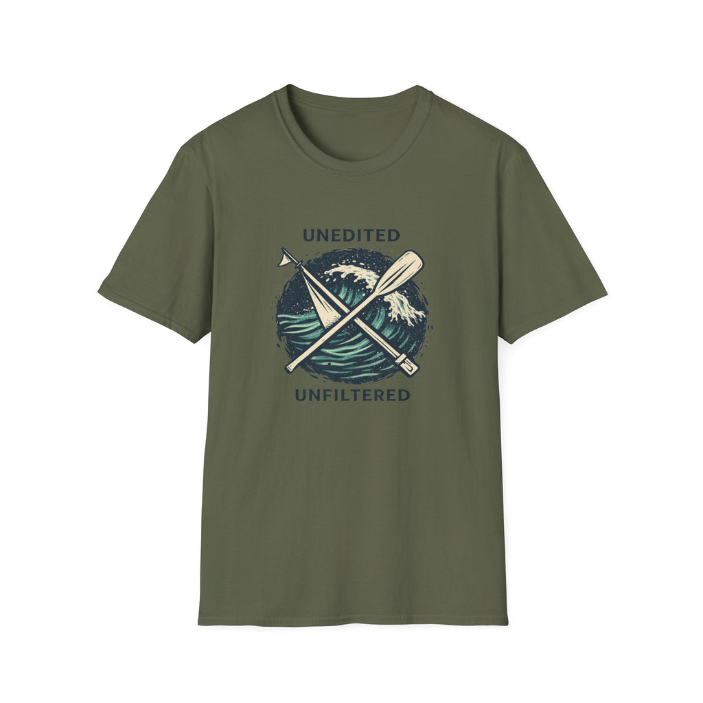 Paddle & Waves T‑Shirt — "Unedited Unfiltered" Kayaking Graphic Tee