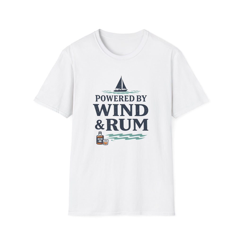 Sailor T-Shirt — "Powered by Wind & Rum" Nautical Sailing Tee