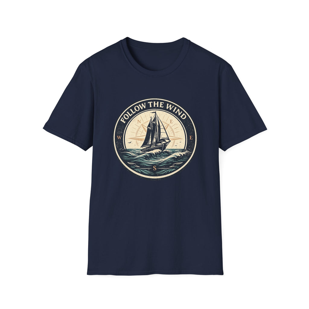Nautical 'Follow the Wind' Sailboat T-Shirt – Vintage Ocean Crew Tee