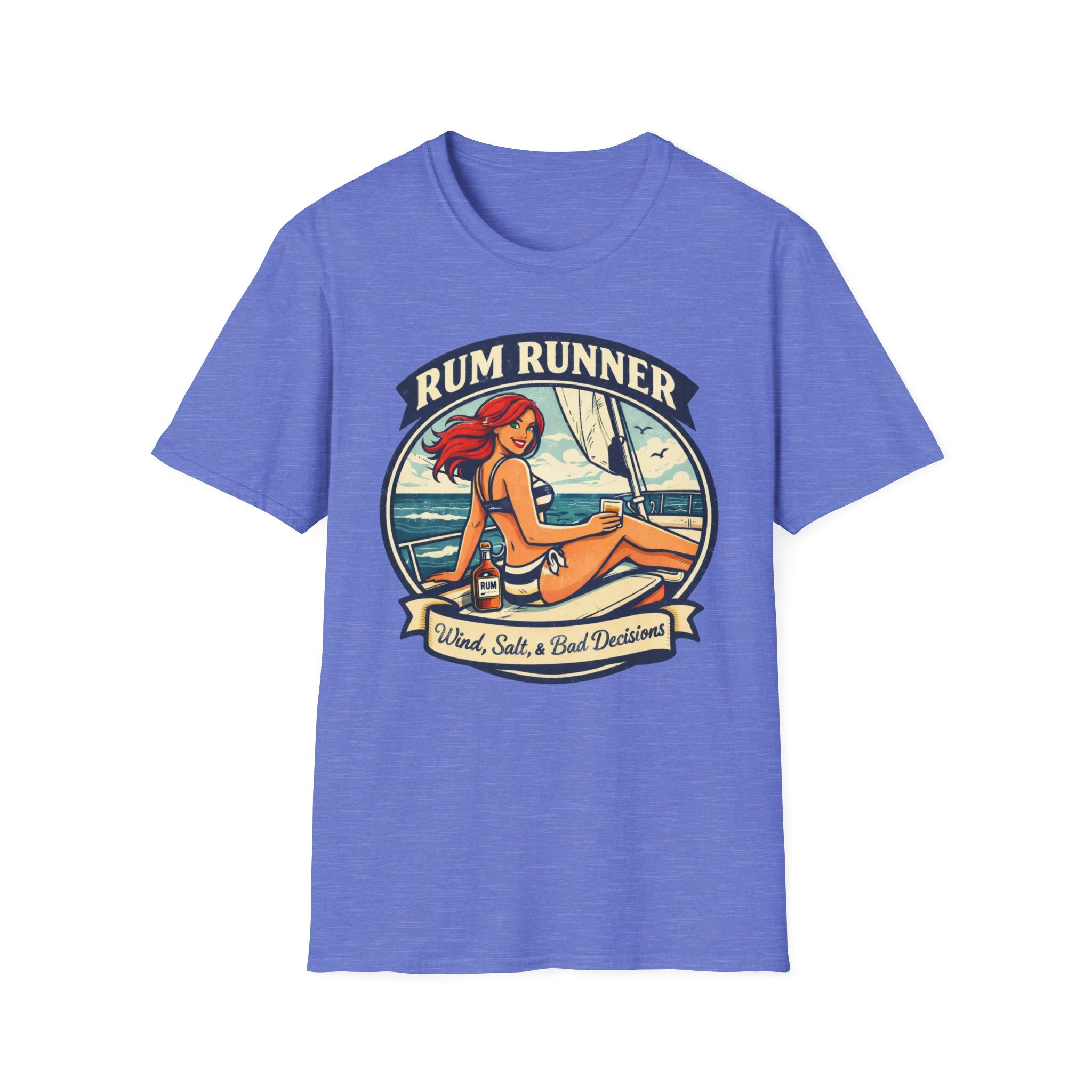 Rum Runner Beach T-Shirt — 'Rum Runner: Salt, Sun & Bad Decisions' Vintage Pinup Tee
