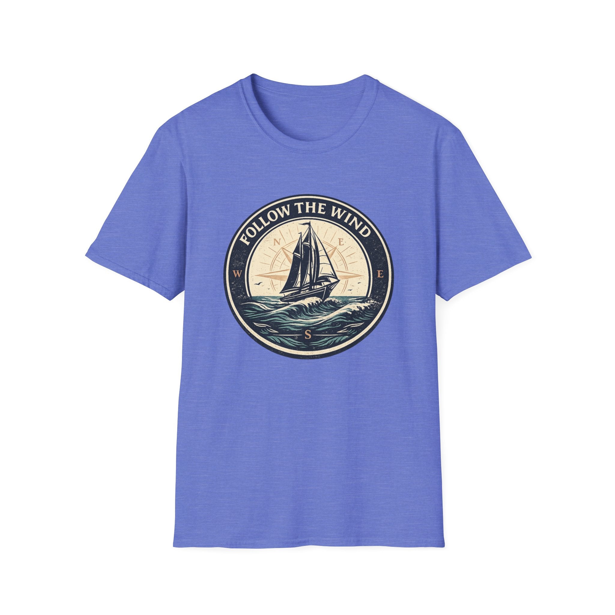 Nautical 'Follow the Wind' Sailboat T-Shirt – Vintage Ocean Crew Tee
