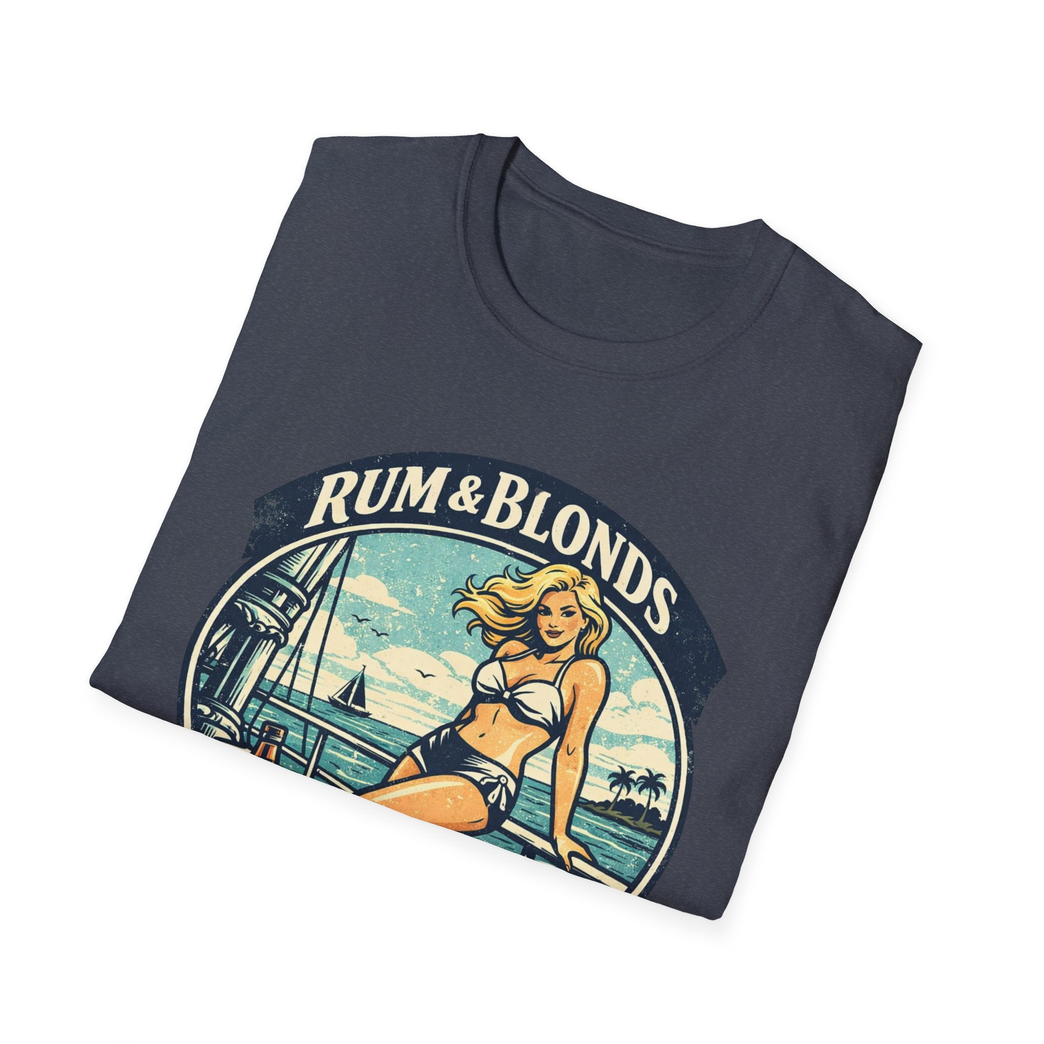 Rum & Blonds Vintage Pinup T-Shirt — 'Good Decisions Not Included' Beach Tee