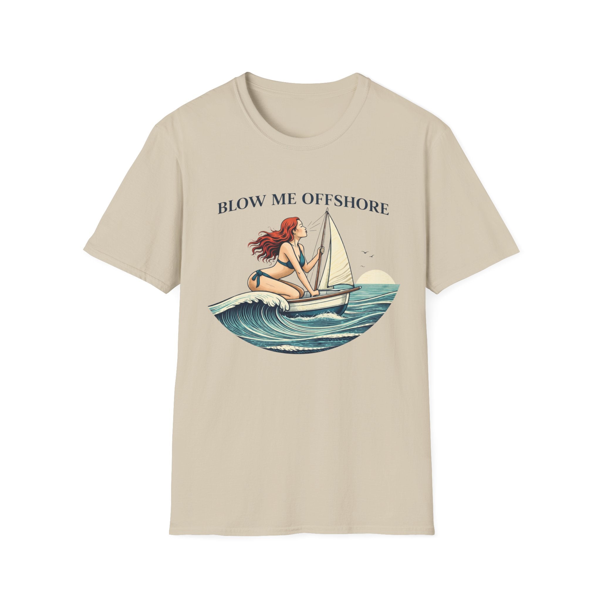 Blow Me Offshore Sailboat Tee — Vintage Pinup Sailing T-Shirt