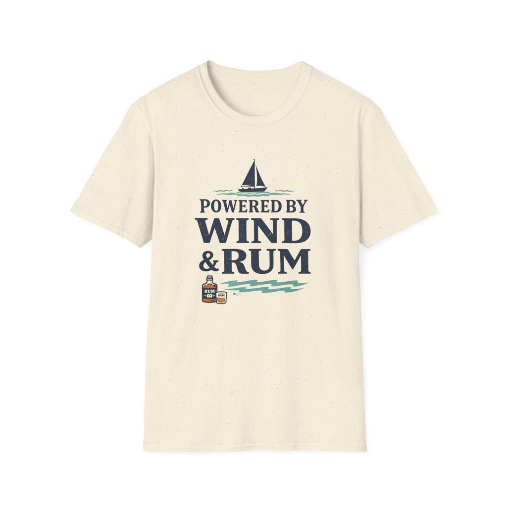 Sailor T-Shirt — "Powered by Wind & Rum" Nautical Sailing Tee