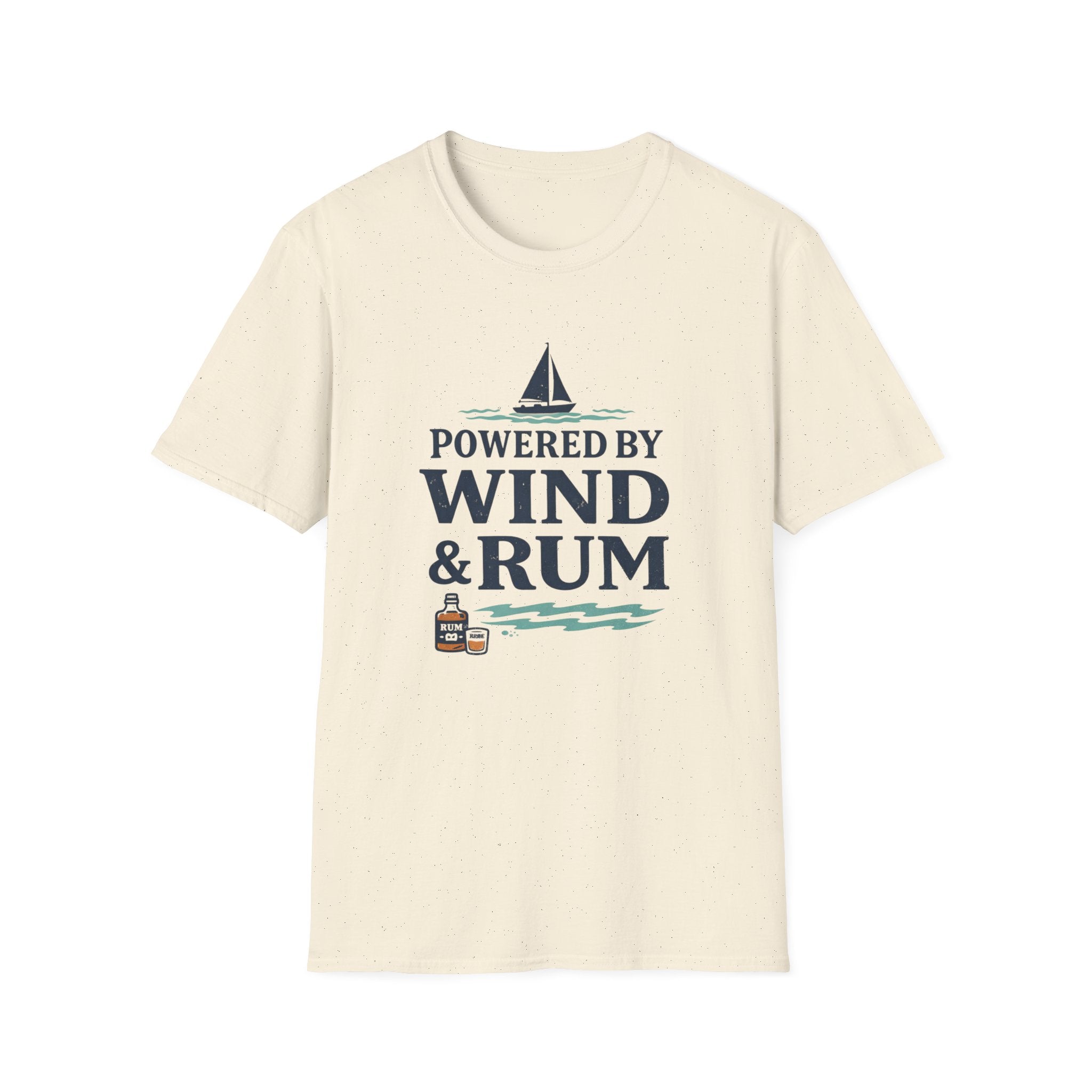 Sailor T-Shirt — "Powered by Wind & Rum" Nautical Sailing Tee