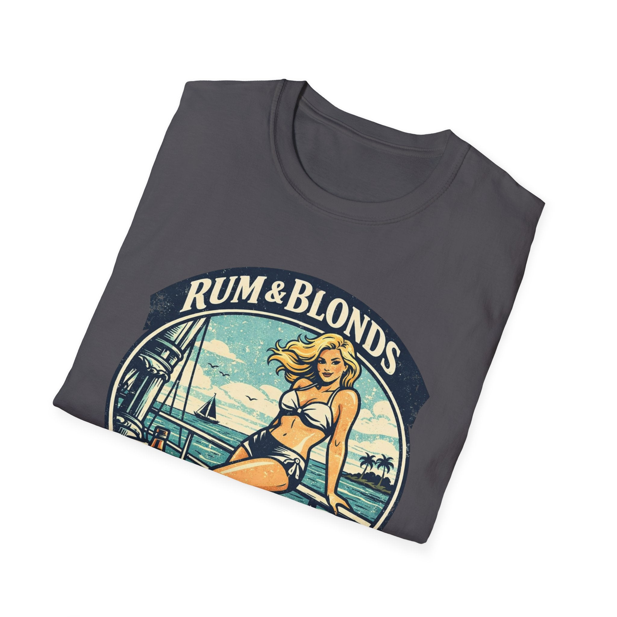 Rum & Blonds Vintage Pinup T-Shirt — 'Good Decisions Not Included' Beach Tee