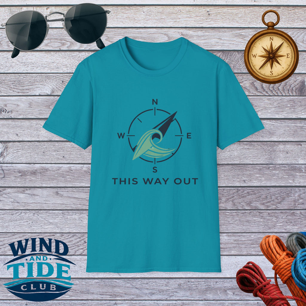 Compass Wave T-Shirt – “This Way Out” Adventure Tee
