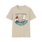 Trim It Harder Sailing T‑Shirt — Vintage Sailboat & Mermaid Wave Tee