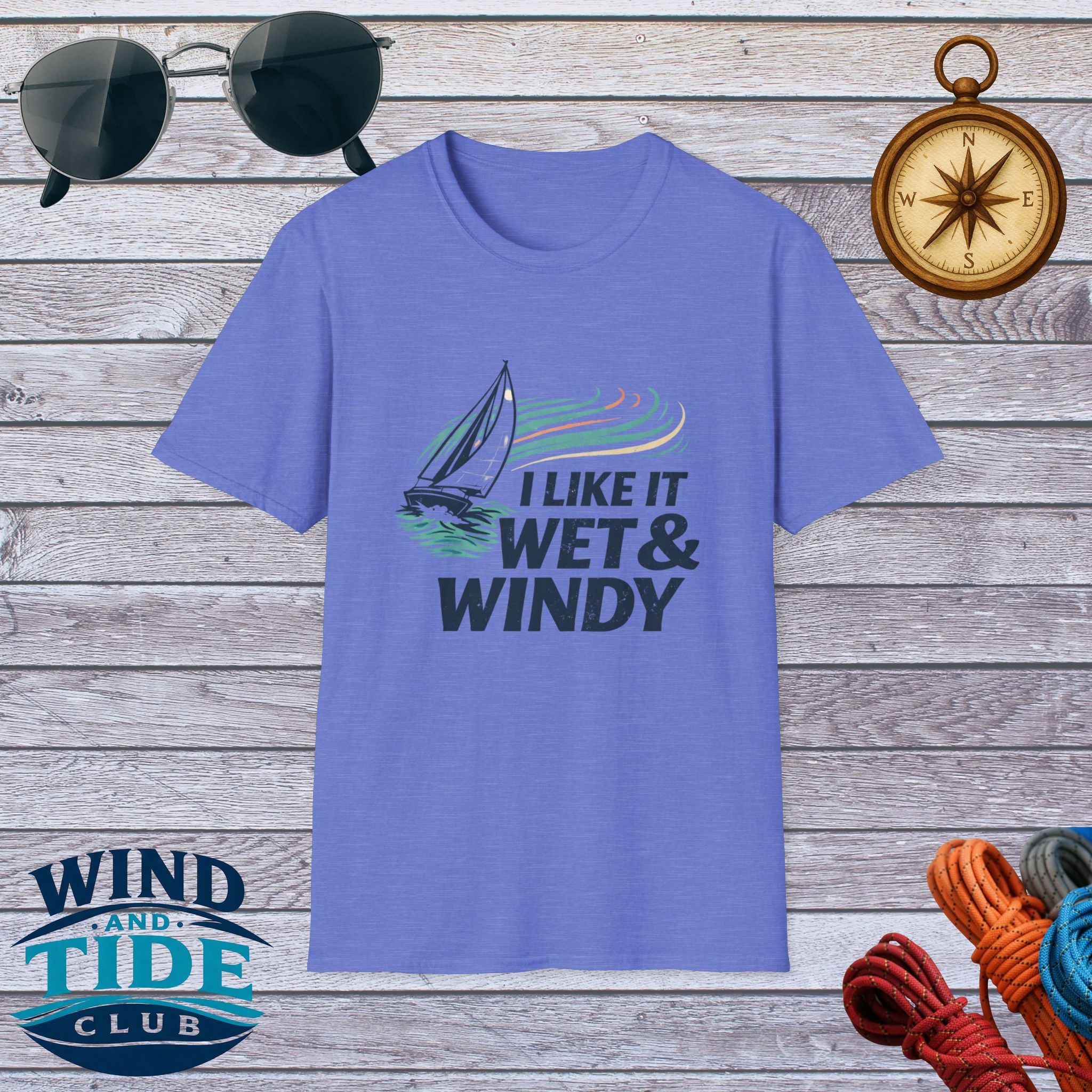 Sailboat T-Shirt — "I Like It Wet & Windy" Nautical Sailing Tee