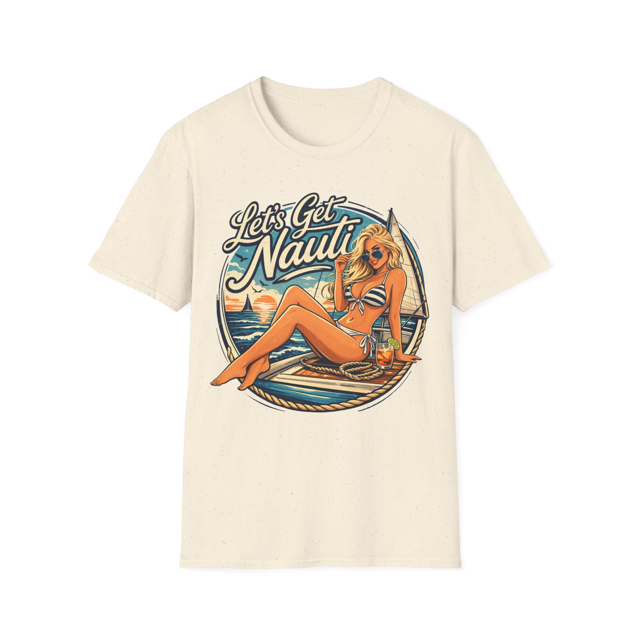 Let's Get Nautical T-Shirt – Retro Pinup Beach Sailing Graphic Tee