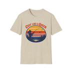 Cast Like a Queen Fishing T-Shirt — Retro Sunset Angler Top for Women