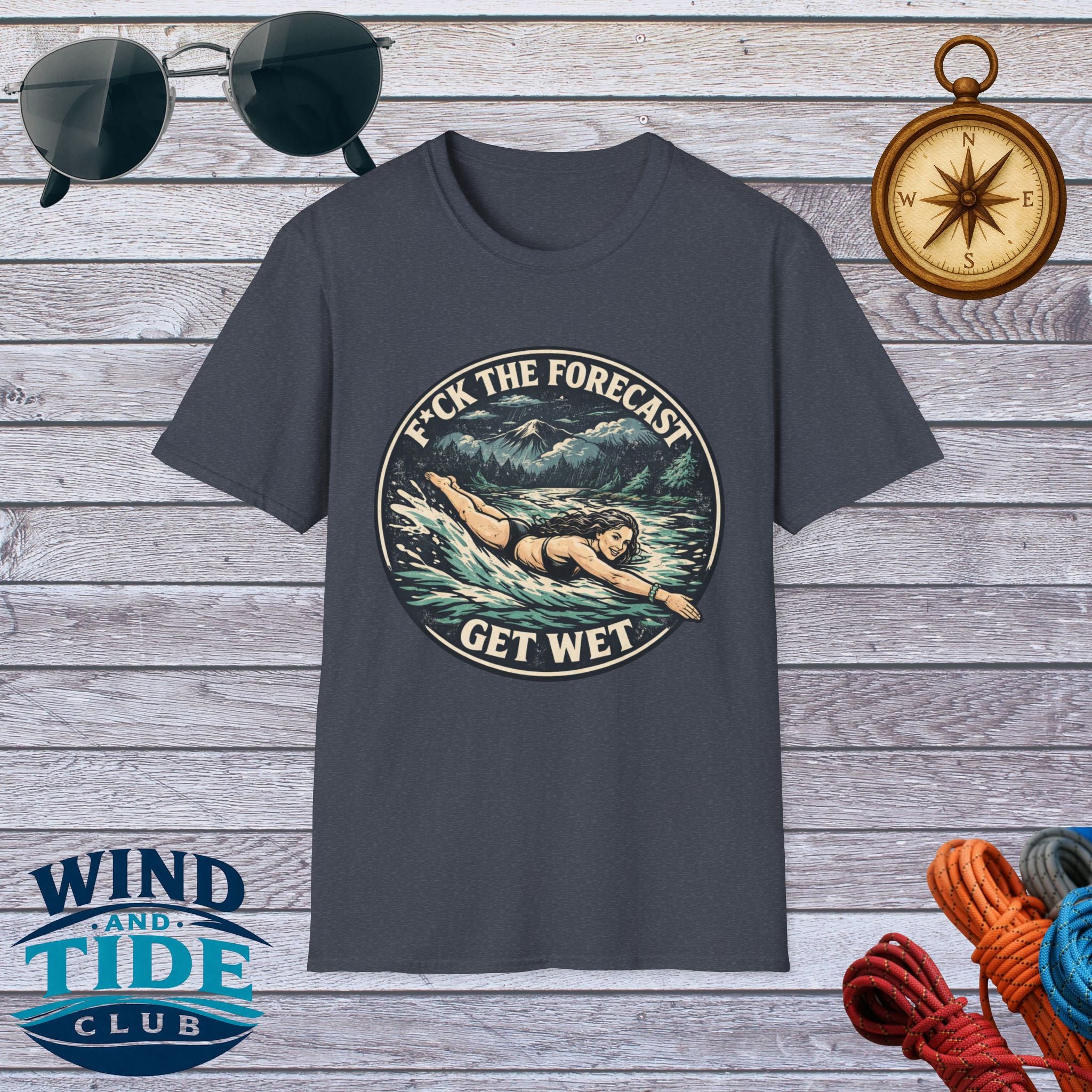T-Shirt — "F*ck the Forecast, Get Wet" Vintage Swimmer Tee