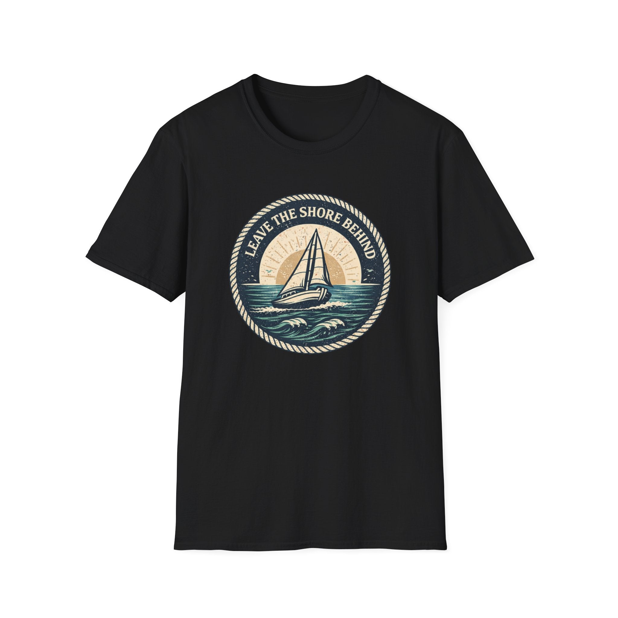 Sailboat Tee — "Leave the Shore Behind" Nautical Adventure T-Shirt