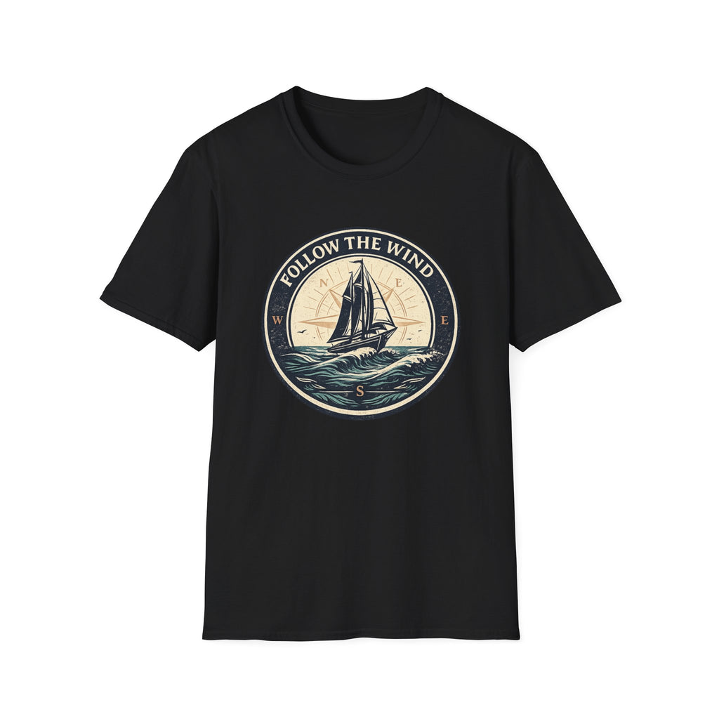 Nautical 'Follow the Wind' Sailboat T-Shirt – Vintage Ocean Crew Tee