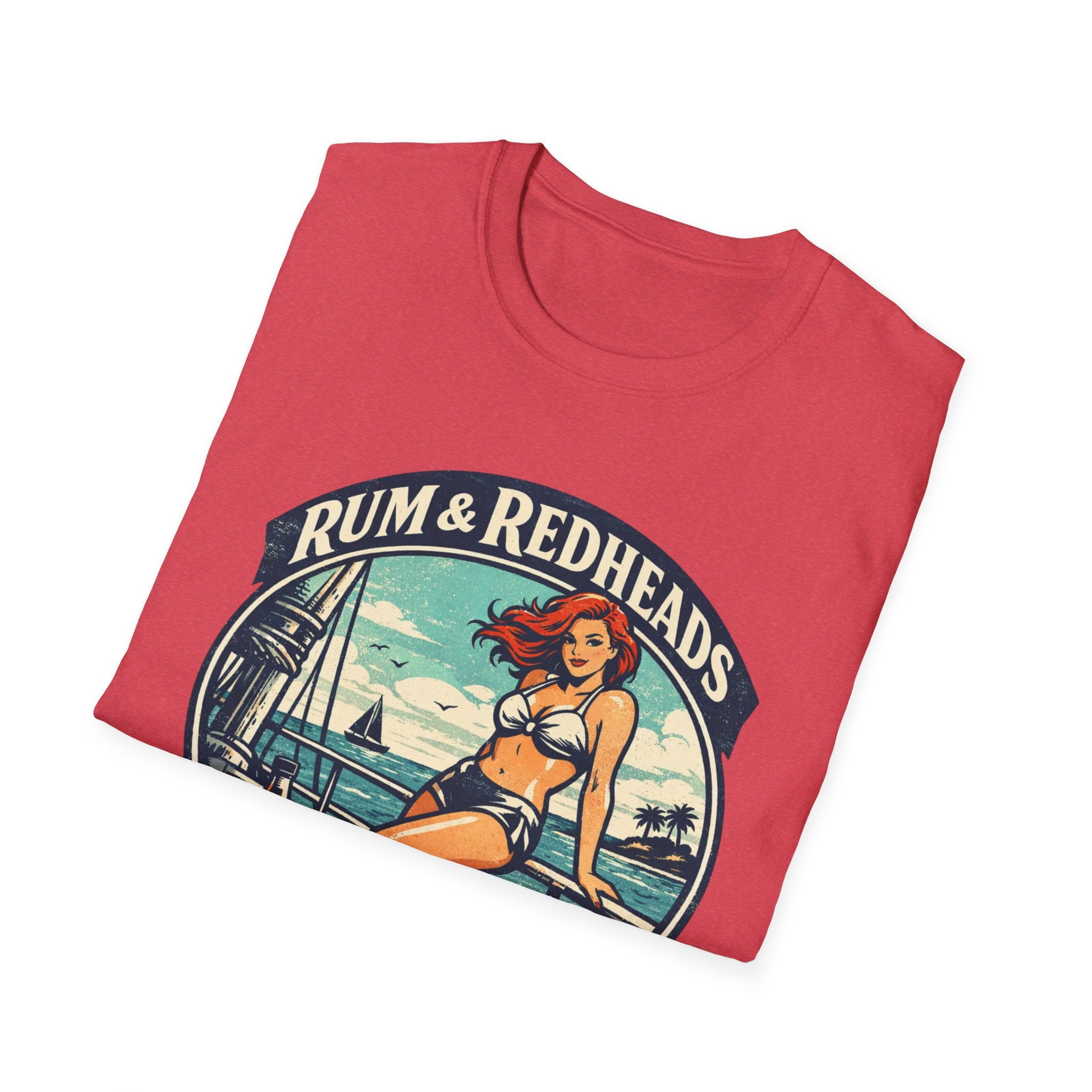 Rum & Redheads Retro Pinup T-Shirt — "Good Decisions Not Included"