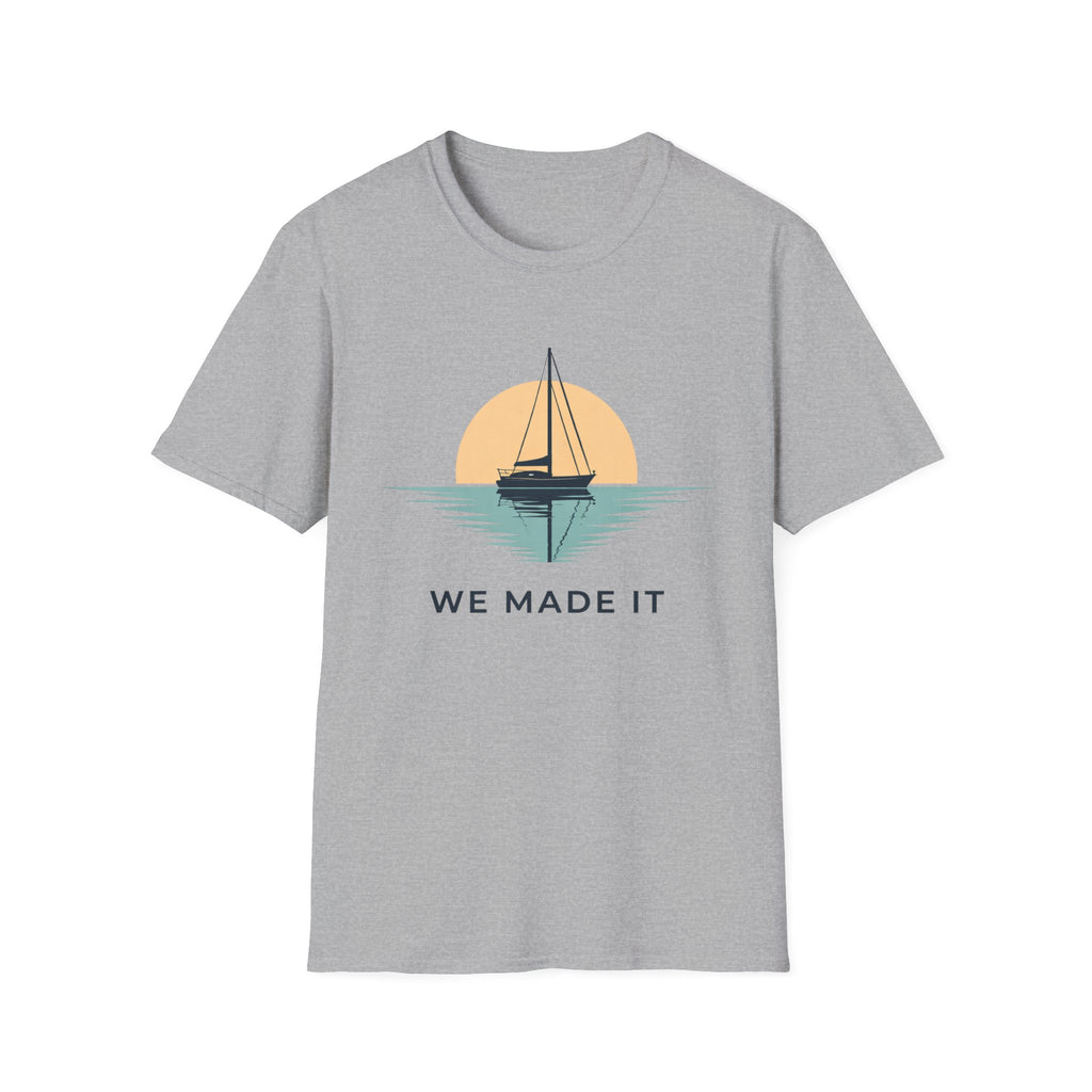 Sailboat "We Made It" T-Shirt — Sunset Nautical Tee