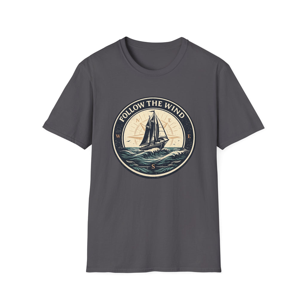 Nautical 'Follow the Wind' Sailboat T-Shirt – Vintage Ocean Crew Tee