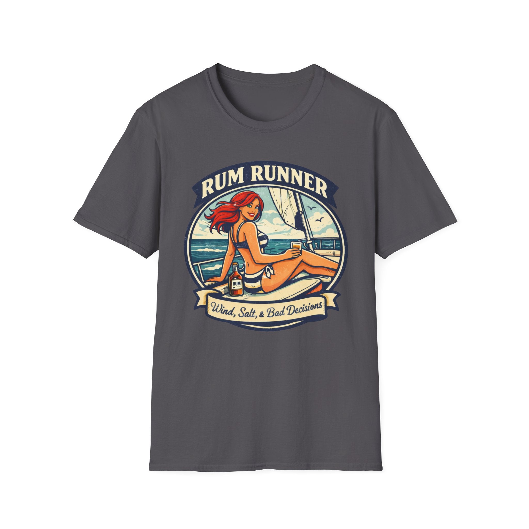 Rum Runner Beach T-Shirt — 'Rum Runner: Salt, Sun & Bad Decisions' Vintage Pinup Tee
