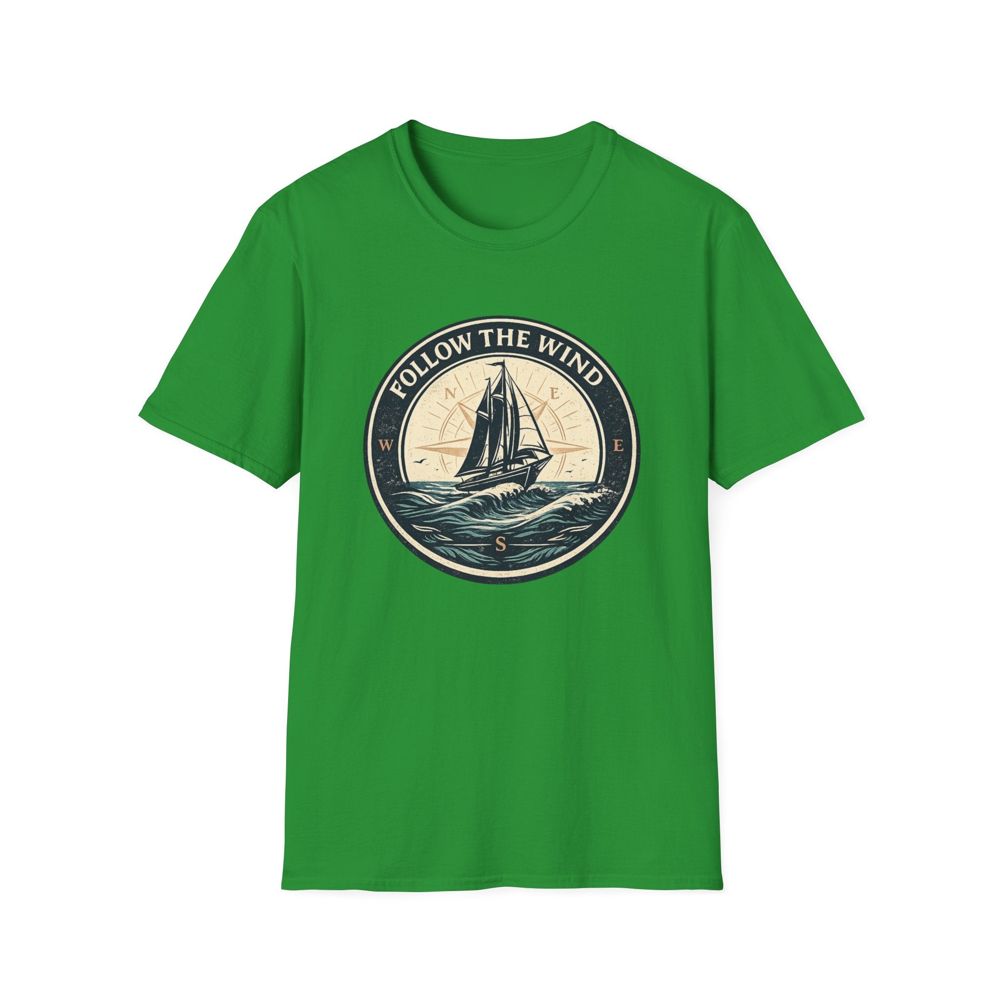 Nautical 'Follow the Wind' Sailboat T-Shirt – Vintage Ocean Crew Tee