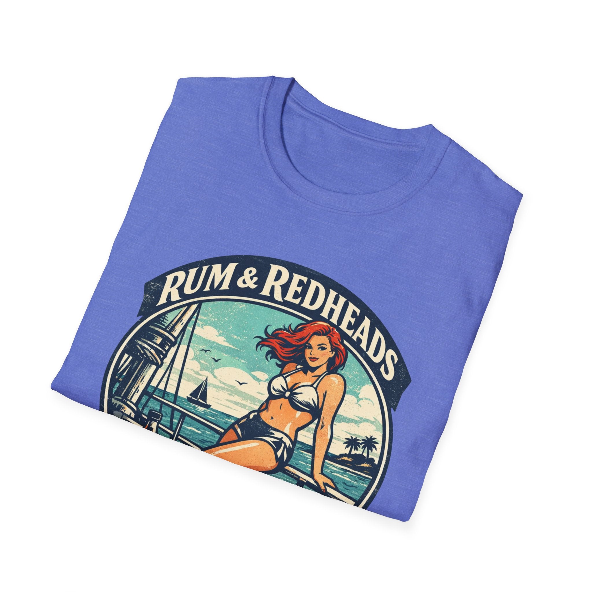 Rum & Redheads Retro Pinup T-Shirt — "Good Decisions Not Included"