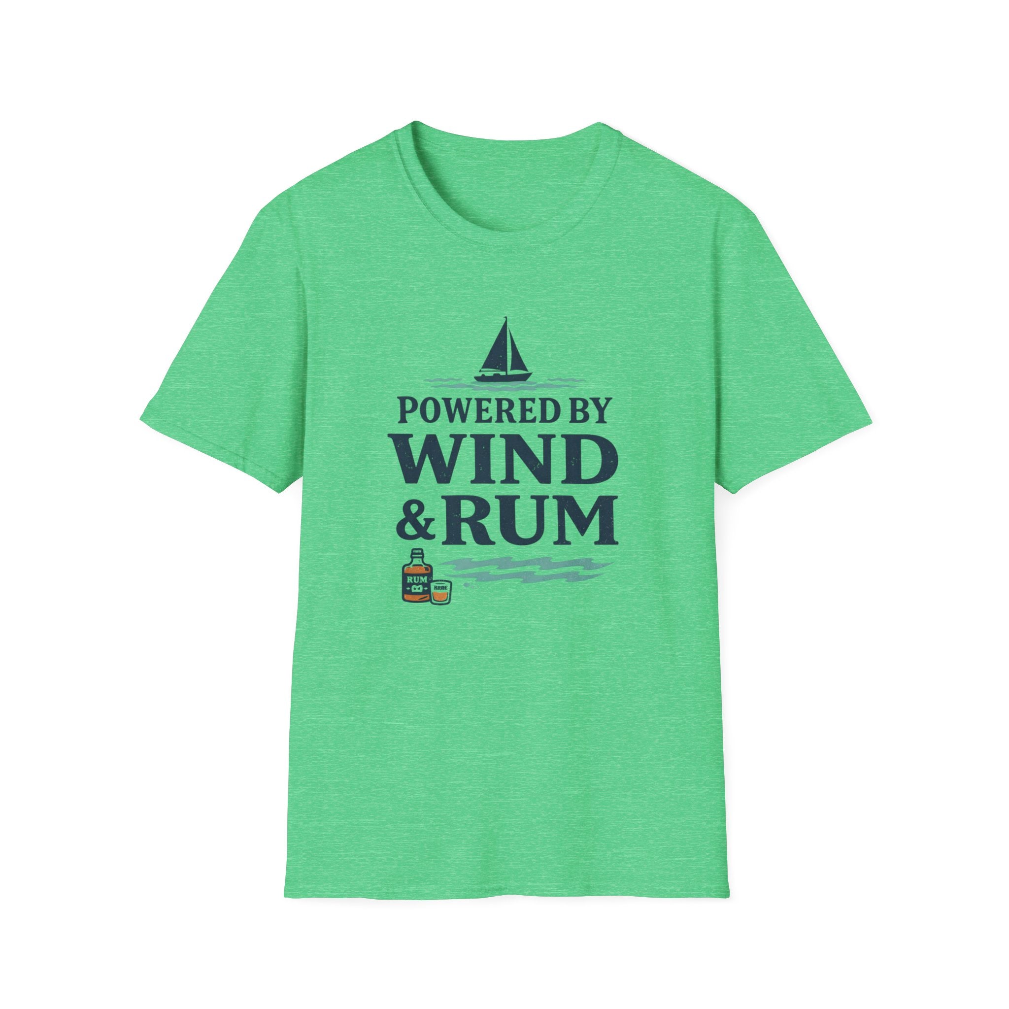 Sailor T-Shirt — "Powered by Wind & Rum" Nautical Sailing Tee