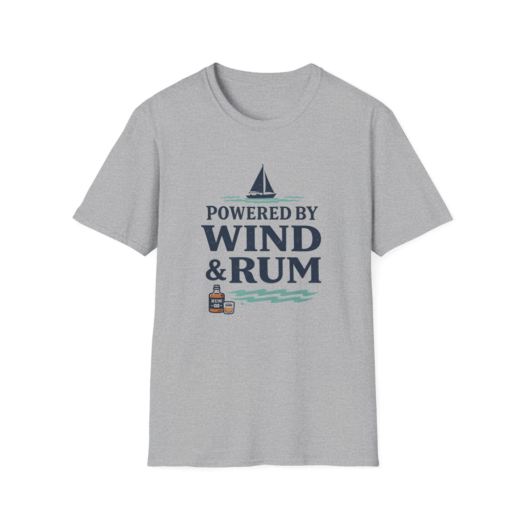 Sailor T-Shirt — "Powered by Wind & Rum" Nautical Sailing Tee